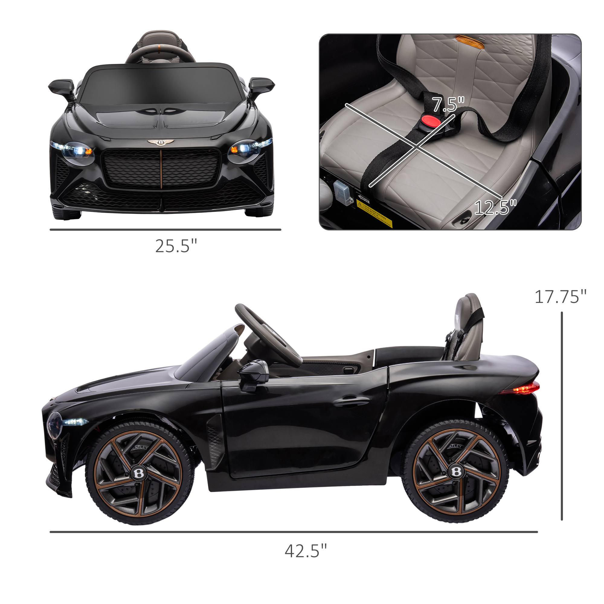 Aosom Bentley Bacalar Licensed Kids Ride on Car w/ Butterfly