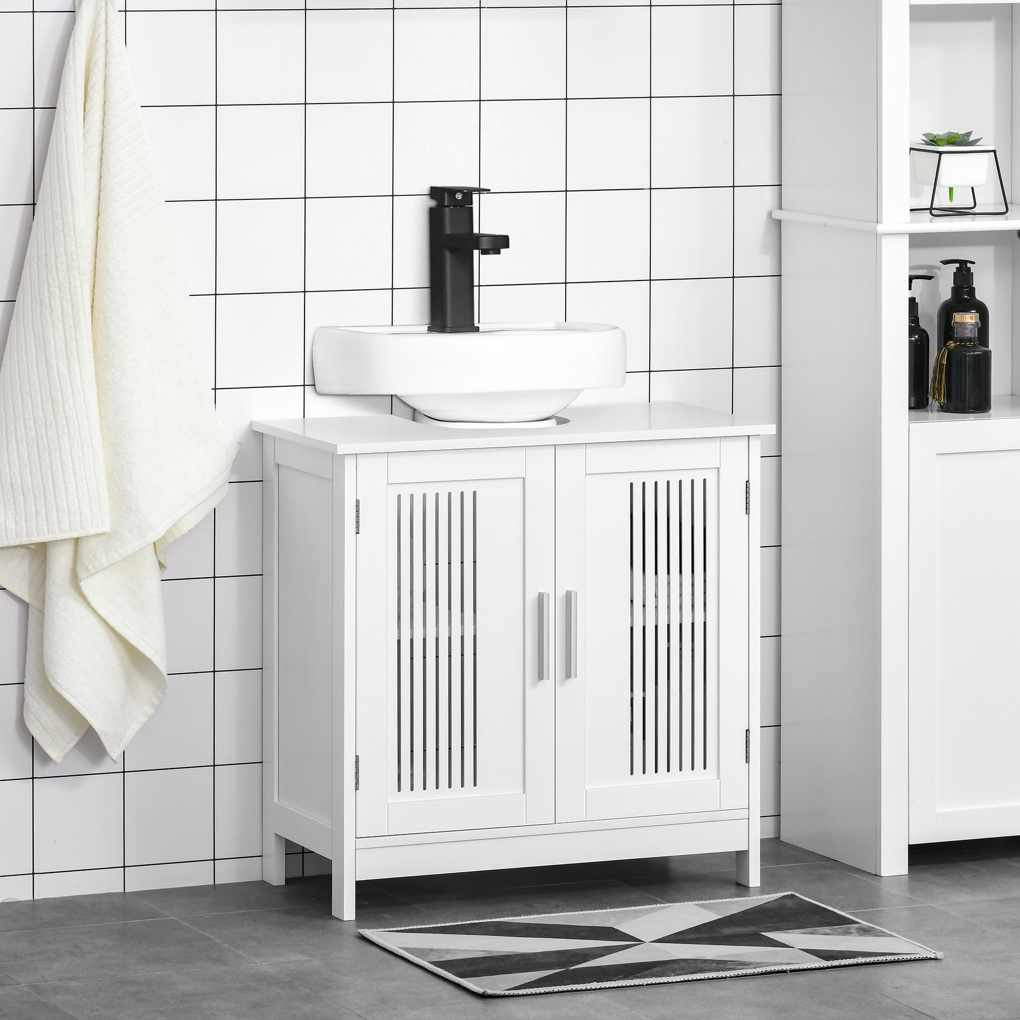 kleankin Modern 24" Bathroom Sink Cabinet, Pedestal Sink Storage ...