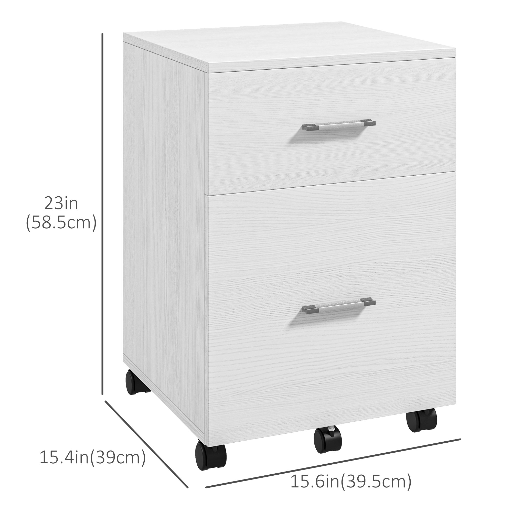 Vinsetto Mobile Filing Cabinet, Vertical File Cabinet With 2 Drawers, Wheels, For Letter Or A4 File, White , Aosom Canada