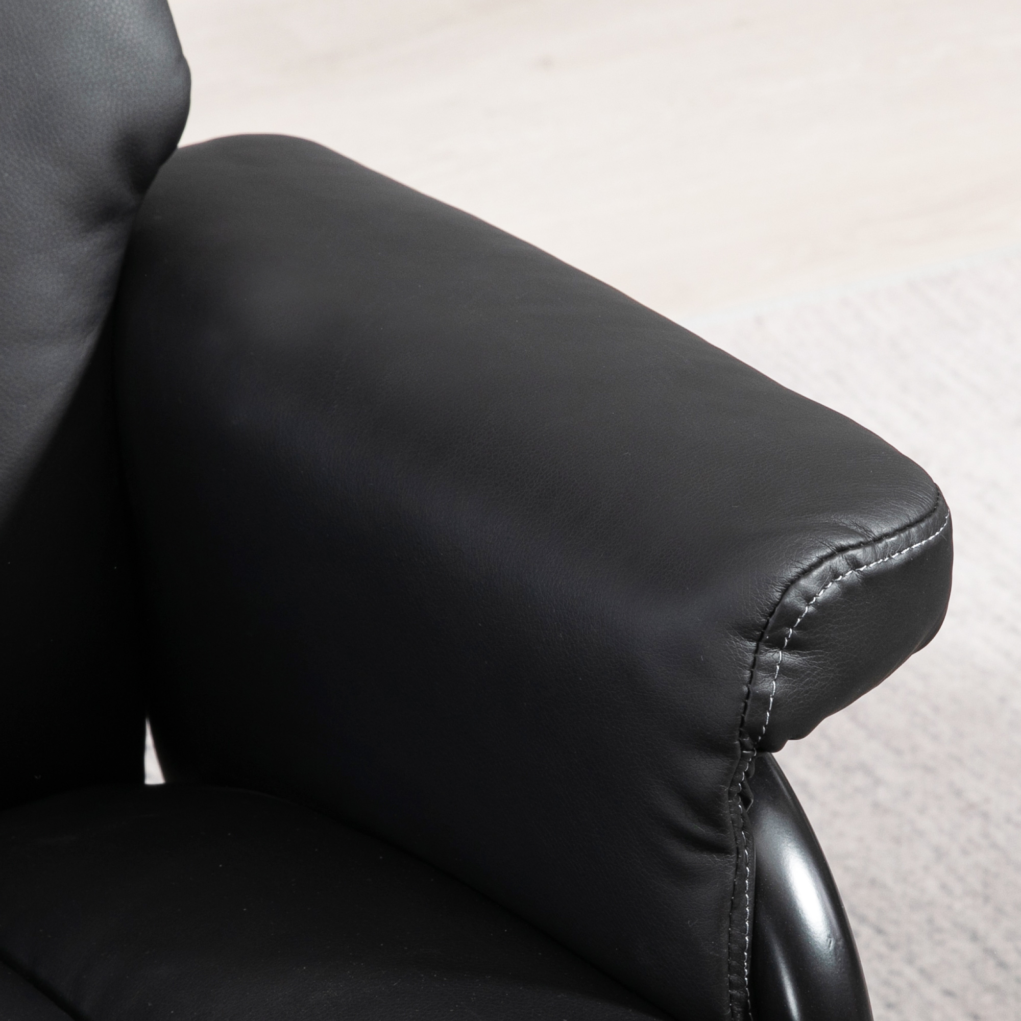 HOMCOM Recliner Chair with Ottoman 360 Swivel Adjustable Backrest Faux Leather Black | Aosom.com 6