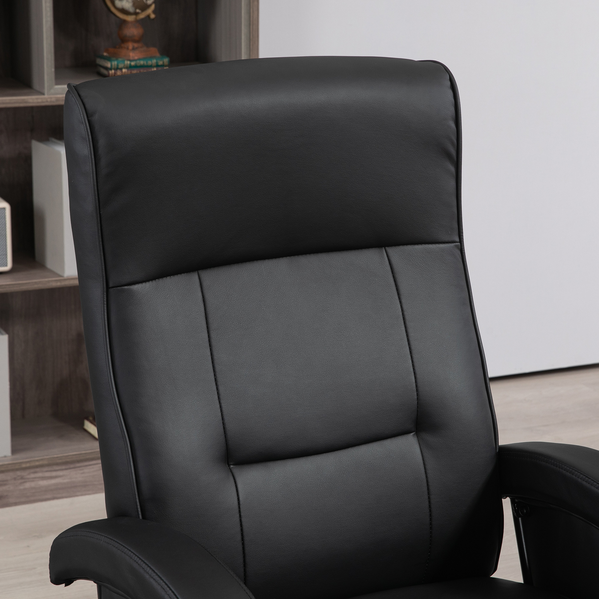 HOMCOM Swivel Recliner Chair, Lounge Chair with 135° Adjustable Backrest, Swivel Wood Base, Padded Seat & Armrests for Living RoomBlack 6