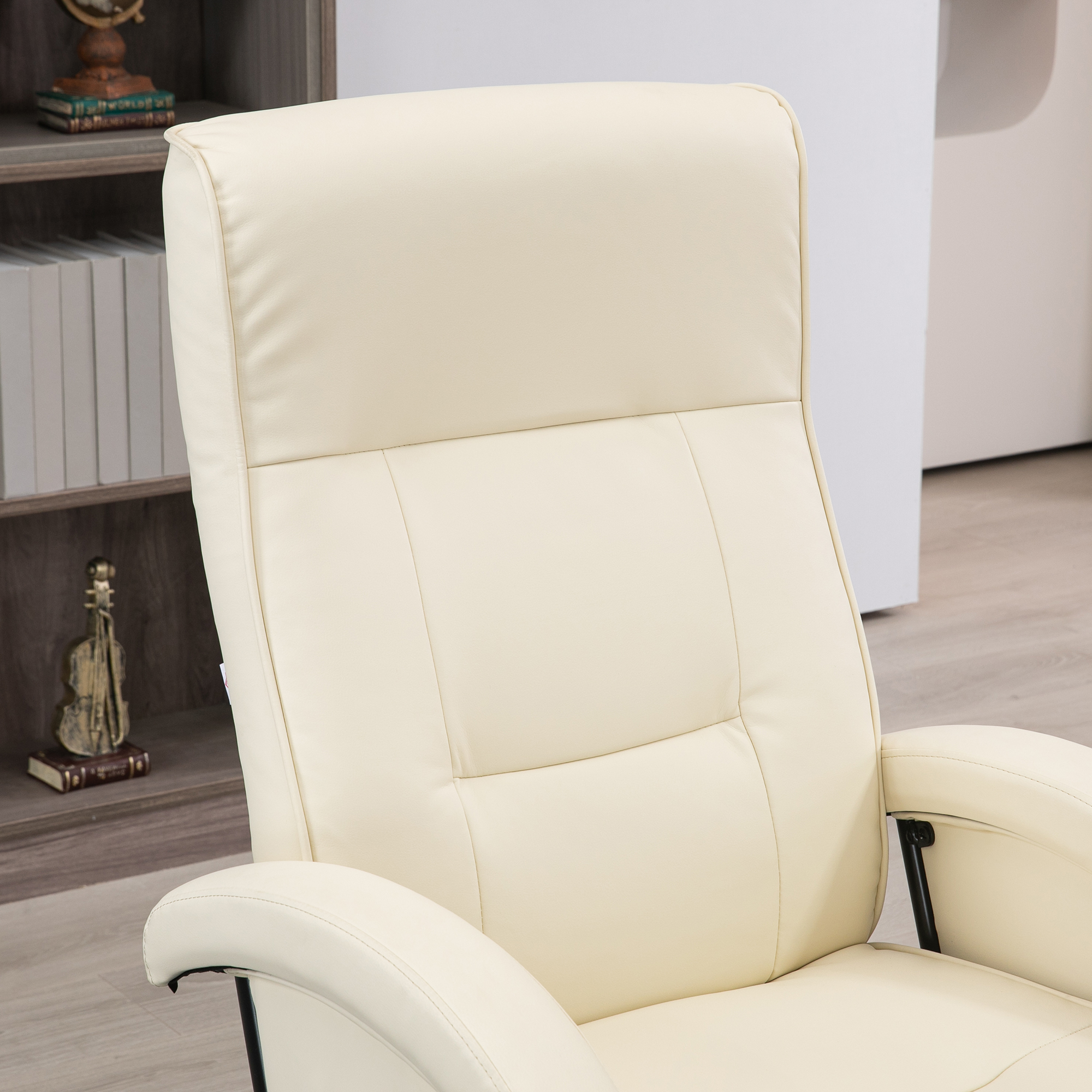 HOMCOM Swivel Recliner Armchair With 135° Adjustable Backrest, Padded Seat & Armrests For Living Room, Beige