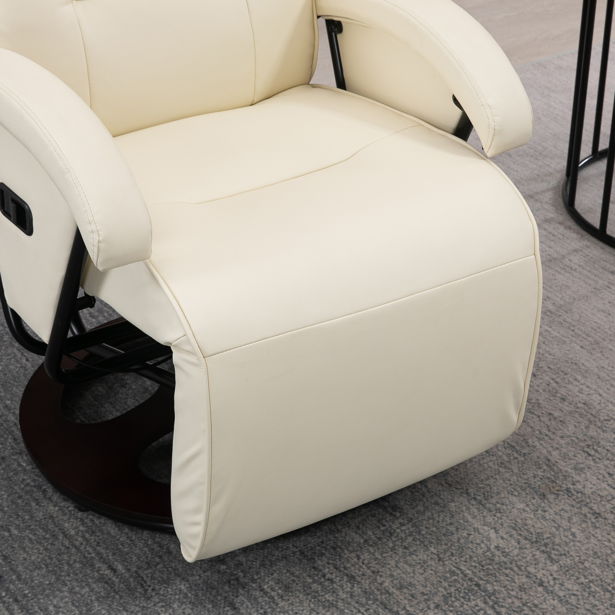 HOMCOM Swivel Recliner Armchair with 135° Adjustable Backrest, Padded Seat & Armrests for Living Room, Beige 7