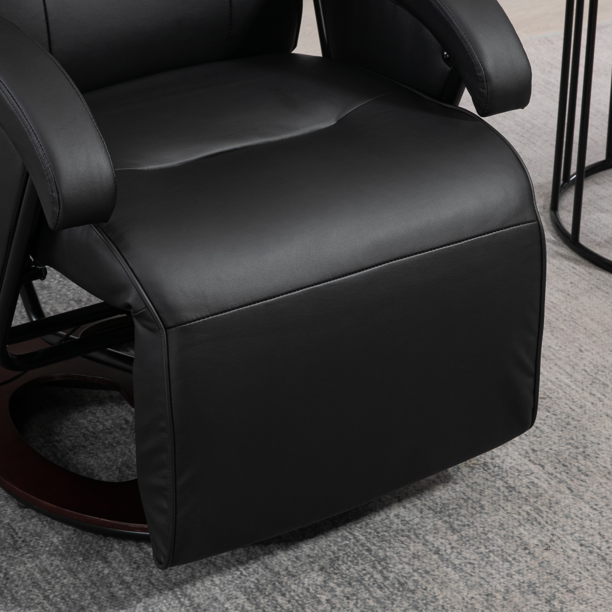 HOMCOM Swivel Recliner Chair, Lounge Chair with 135° Adjustable Backrest, Swivel Wood Base, Padded Seat & Armrests for Living RoomBlack 7