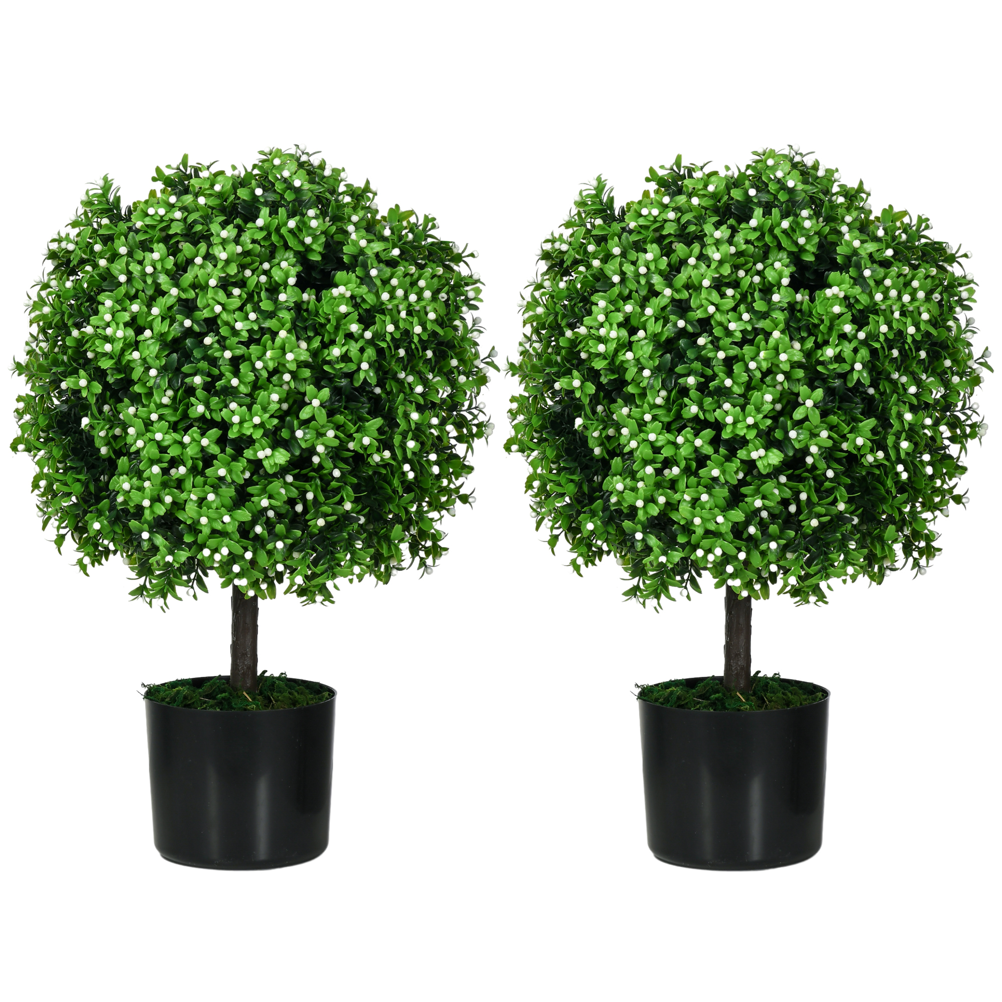 HOMCOM Faux Topiary Trees with Fruits 2 Pack 20.75 Artificial Boxwood White for Home Office Decor | Aosom.com