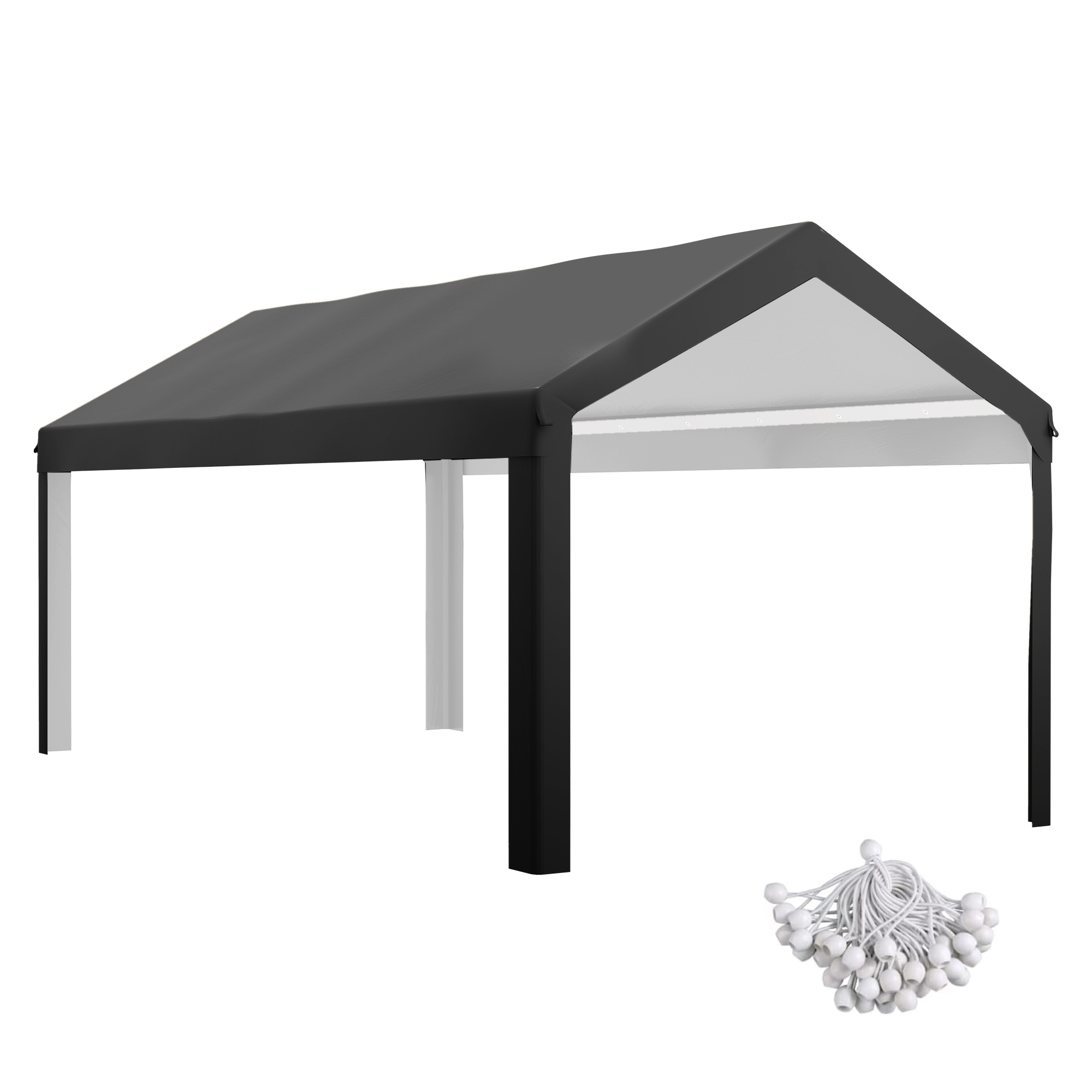 Outsunny 19.6&#039; x 9.7&#039; Carport Roof, UV Resistant Canopy Replacement, Fits 84C-378V00 and 84C-206 Series, Dark Gray