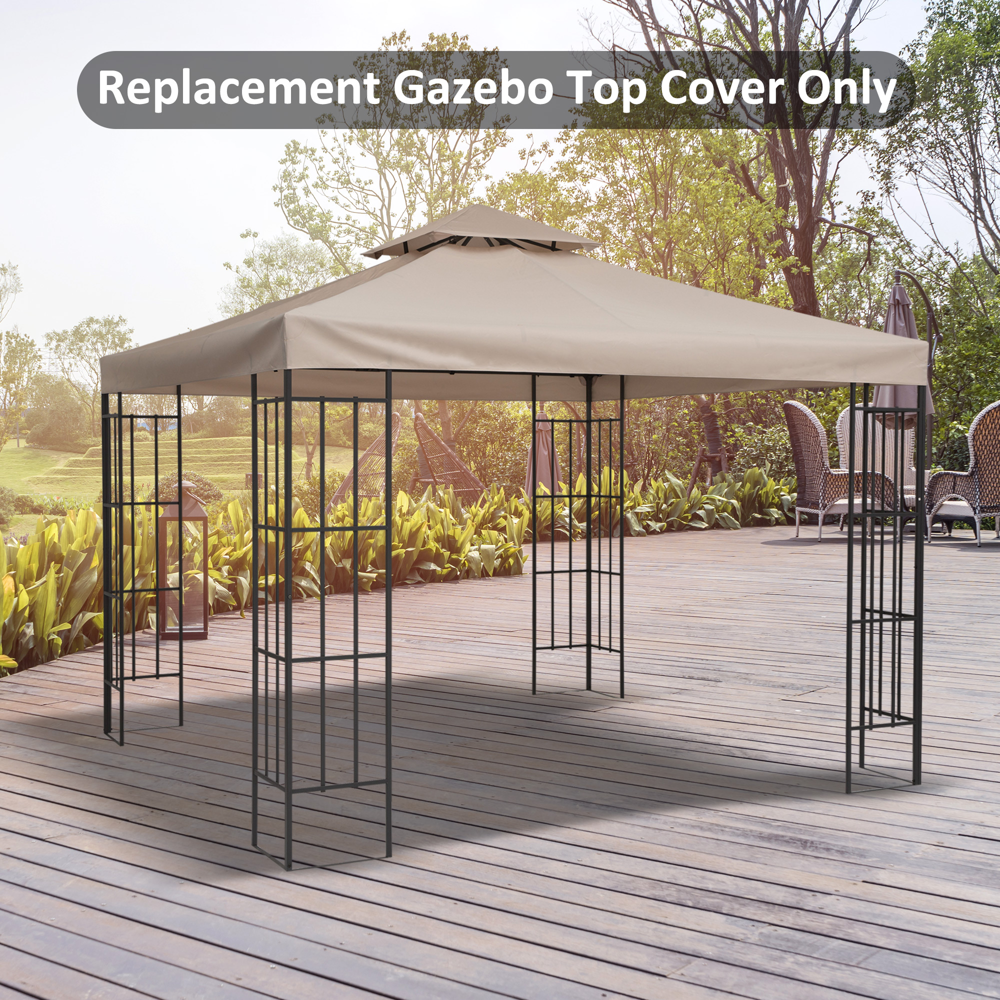 Outsunny 9.8' x 9.8' 2-Tier Canopy Replacement Cover Outdoor Garden