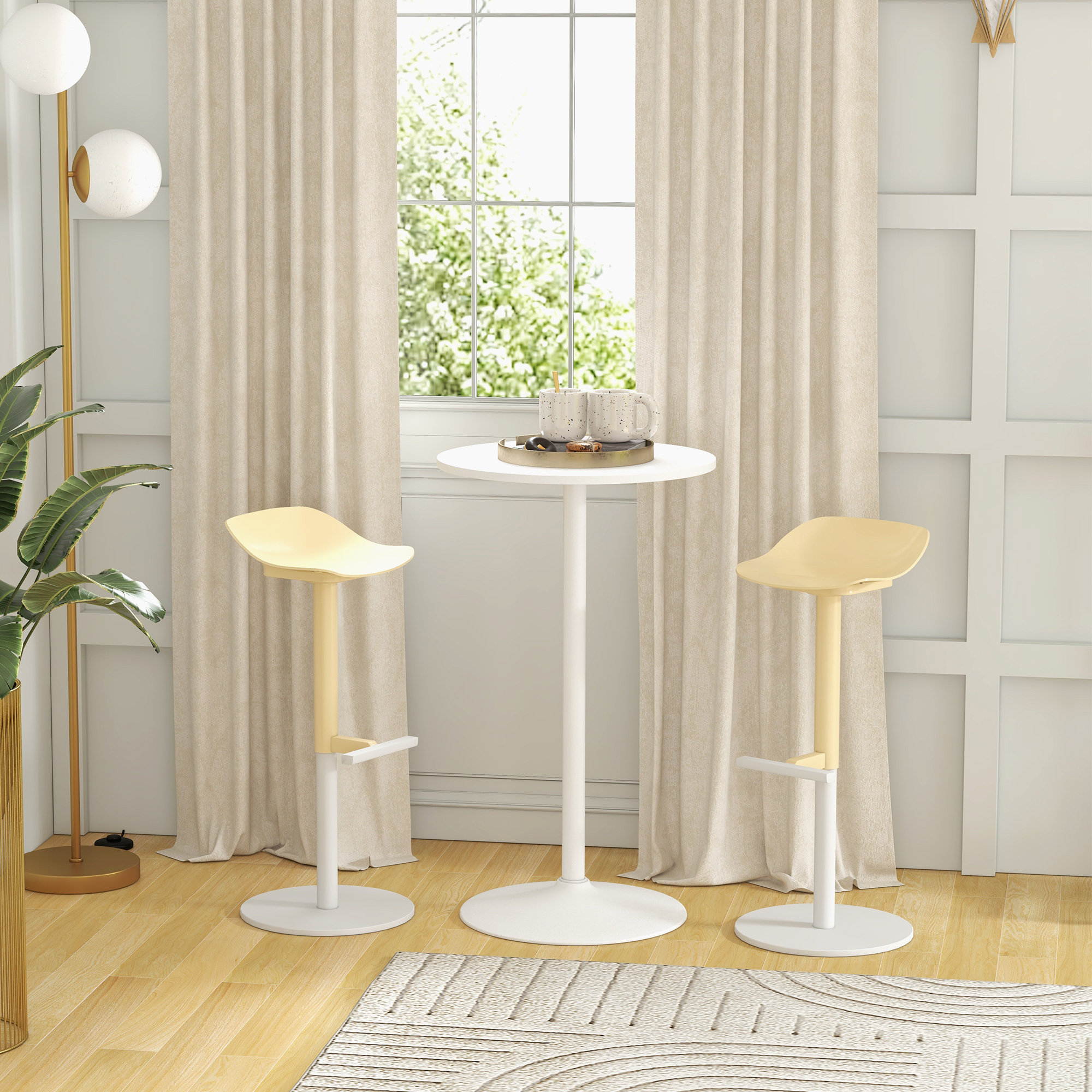 High Top Bar Table, Modern Round Dining Table with Painted Top