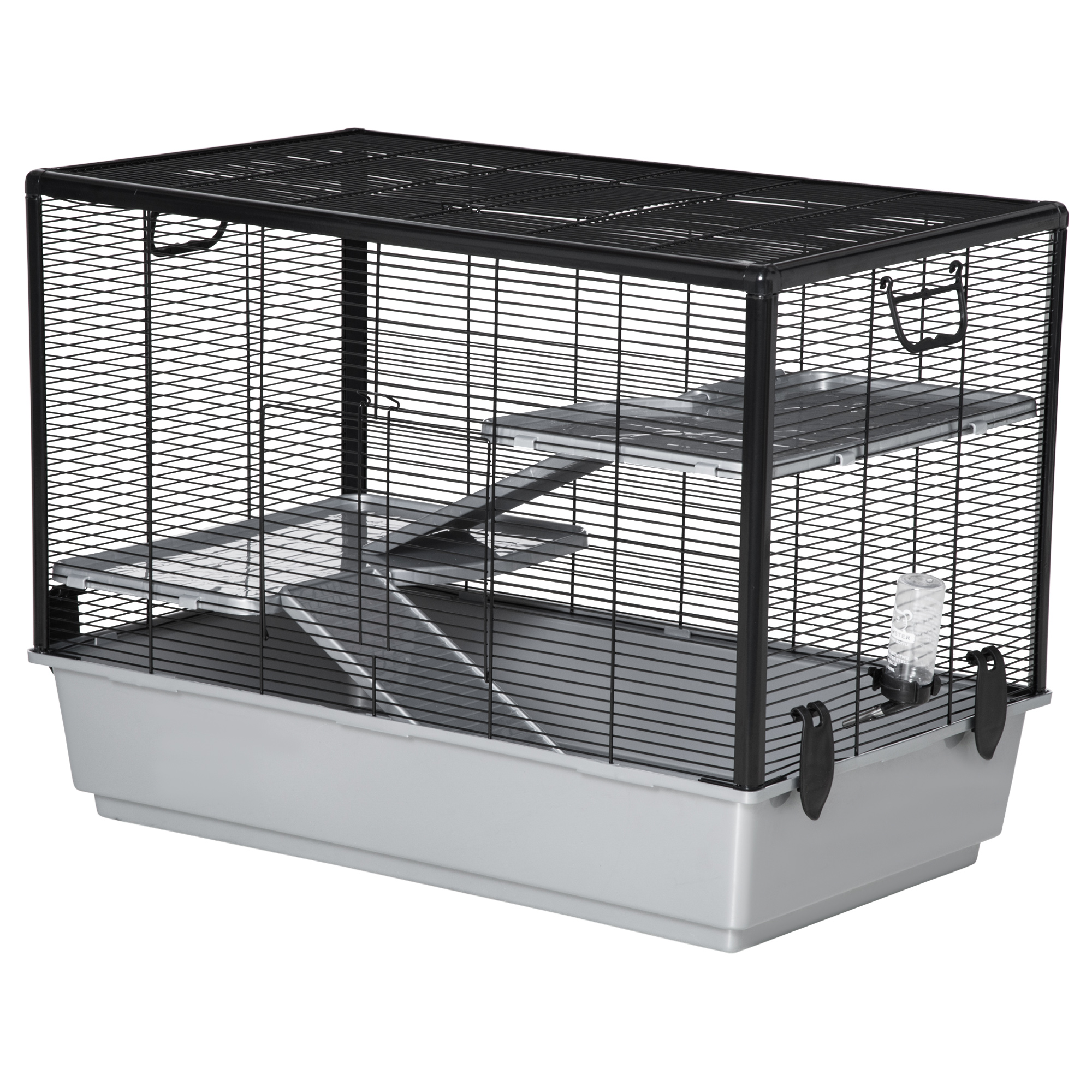 Guinea Pig Cage with Accessories Food Dish Water Bottle, 3-tier Hamster Cage, Ramps, 31.5"x19"x 23", Grey 1