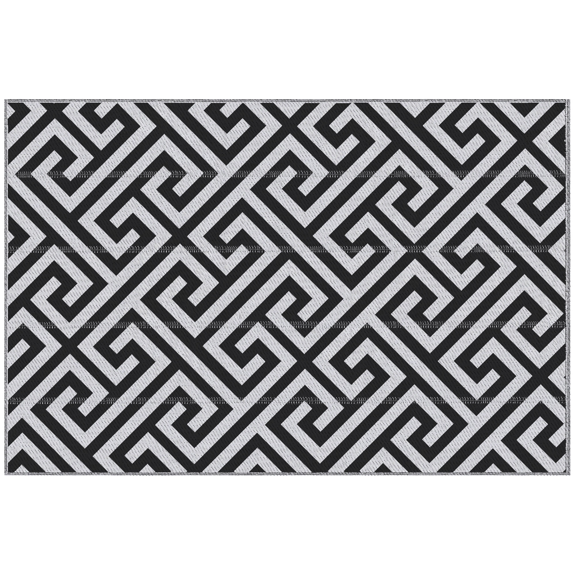 Outsunny 4' X 6' Reversible Outdoor RV Rug, Patio Floor Mat, Plastic Straw Rug For Backyard, Deck, Beach, Camping, Black & White , Aosom Canada