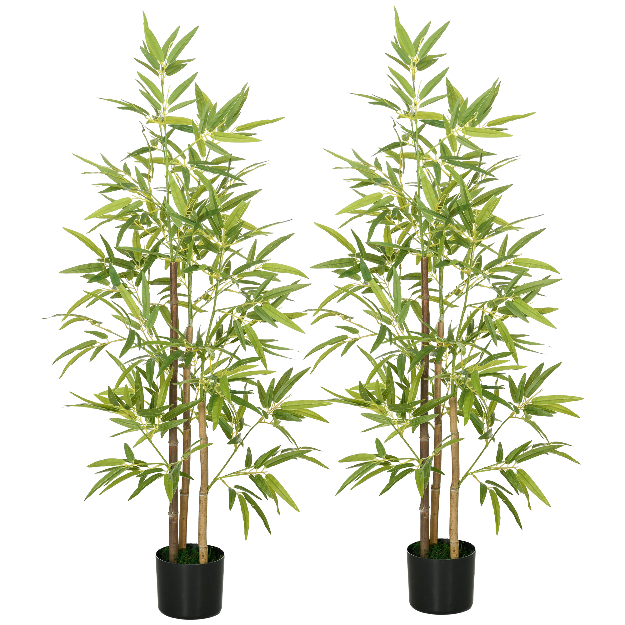 HOMCOM Set Of 2 4ft Artificial Tree, Indoor Outdoor Fake Bamboo With Pot, For Home Office Living Room Decor , Aosom Canada