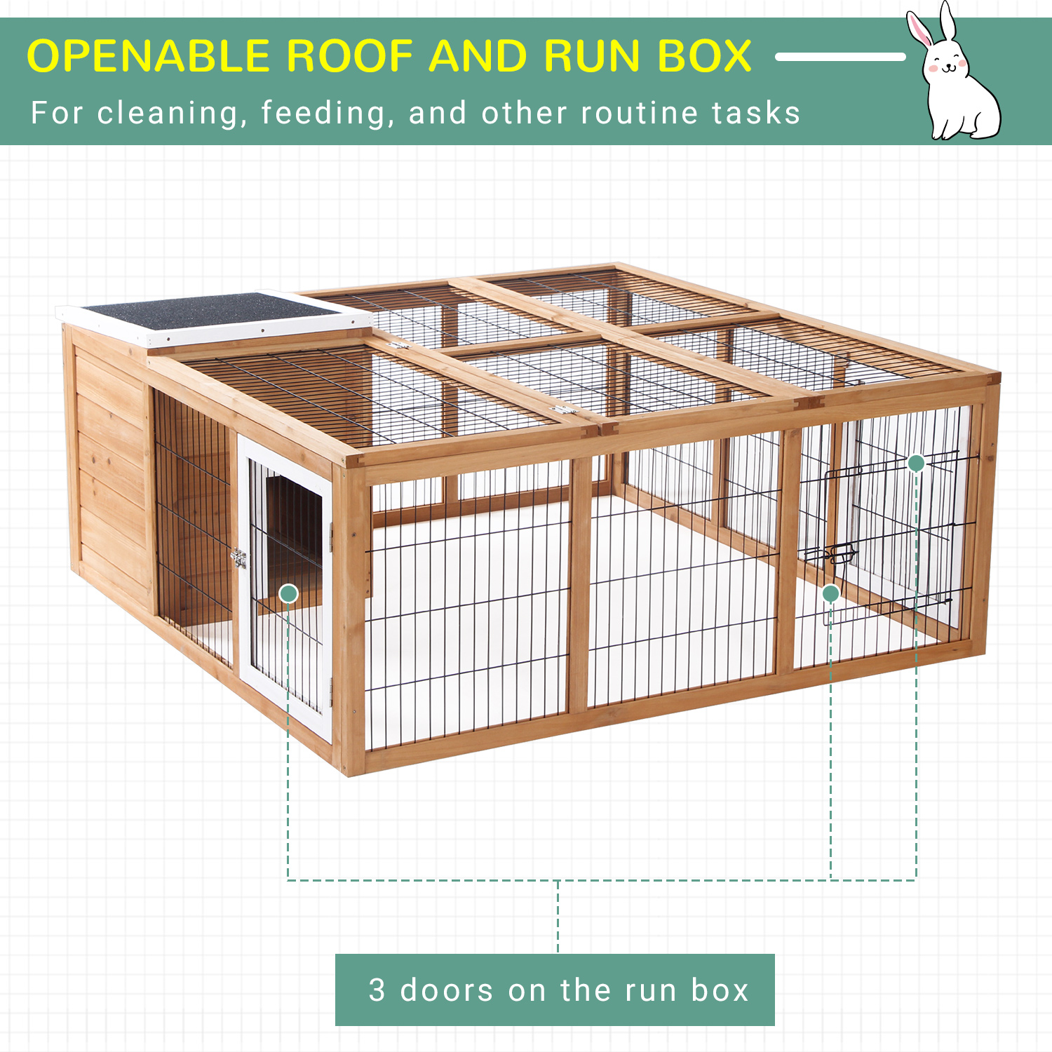 PawHut Rabbit Hutch, Waterproof Rabbit House for Small Animals