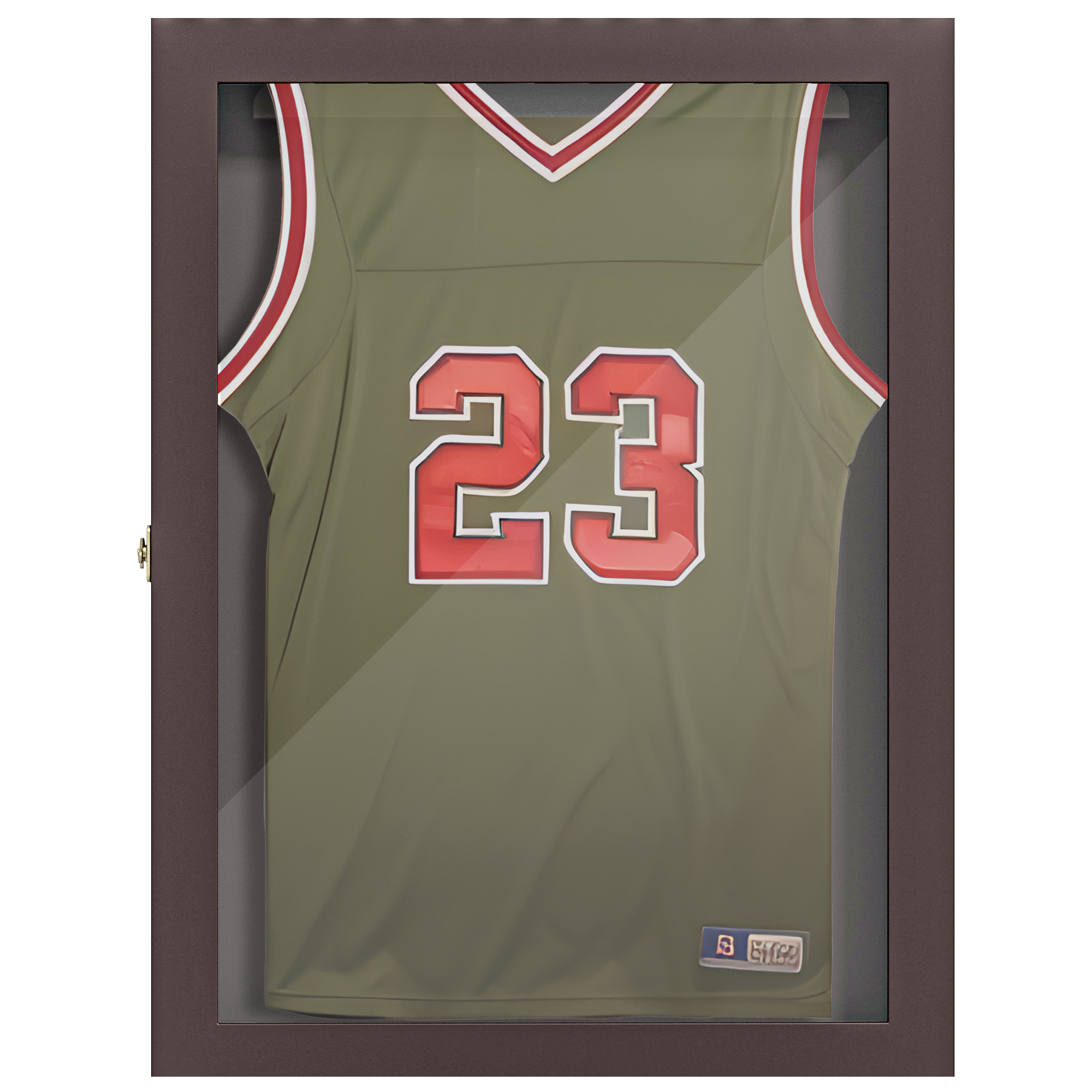 HOMCOM Sports Jersey Display Case 28x35 UV Protection Frame Wall Mount Brown | Aosom.com