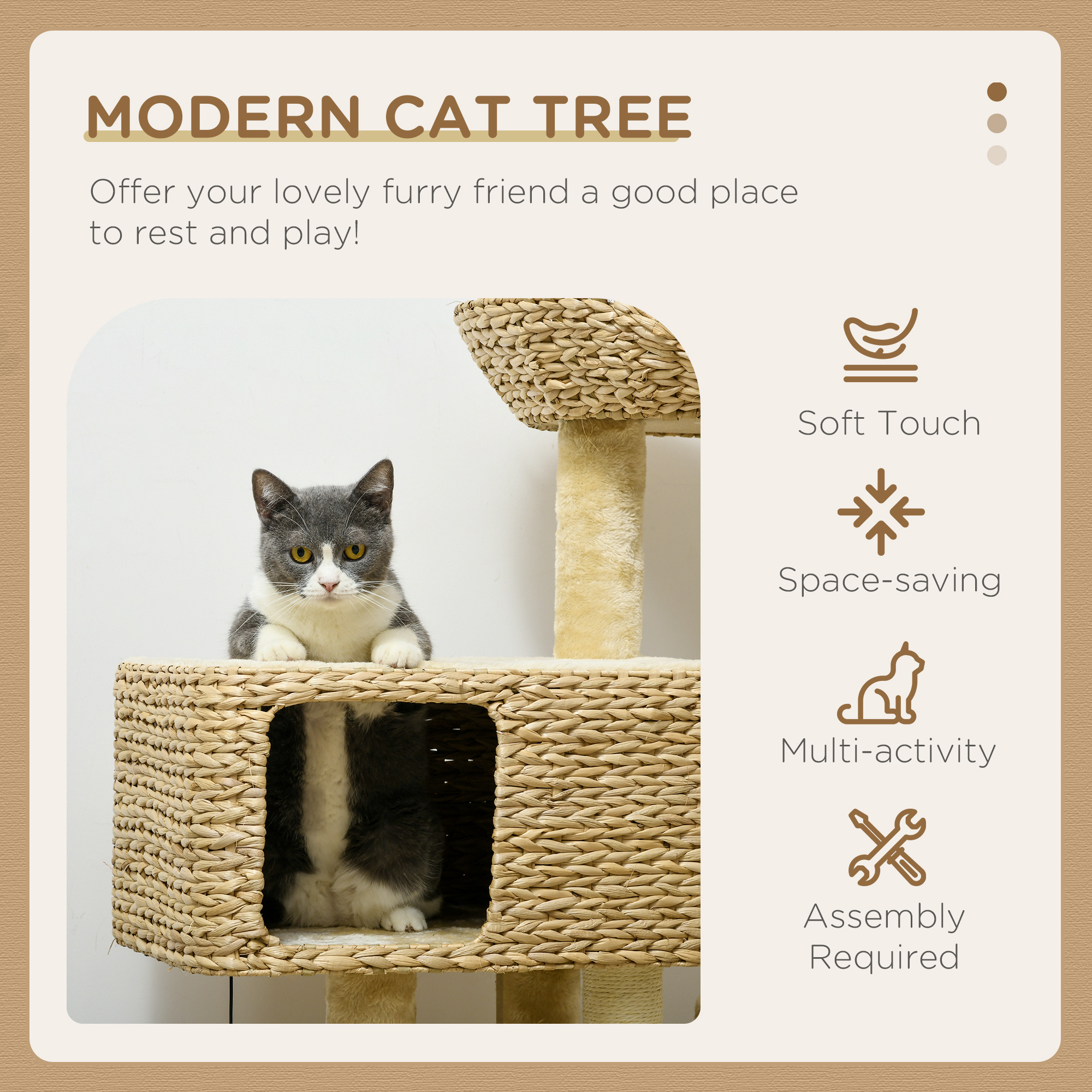 New Cat Condos 45 Inch Cat Tree - Multi-Level Scratching Post With 3 Perches