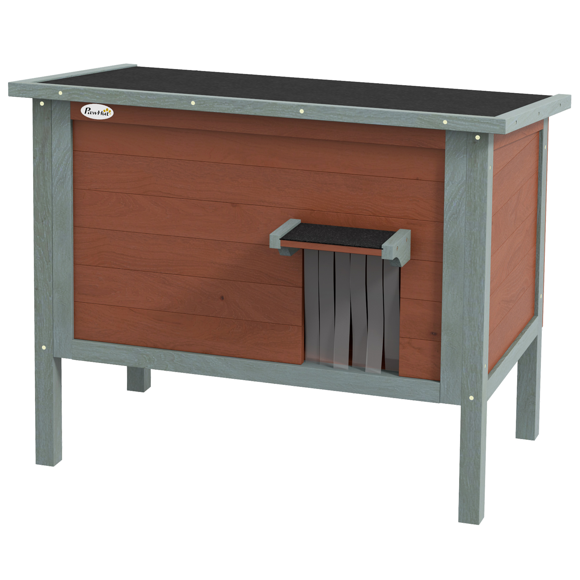 PawHut Wooden Outdoor Cat House for Winter Weatherproof Shelter Brown | Aosom.com