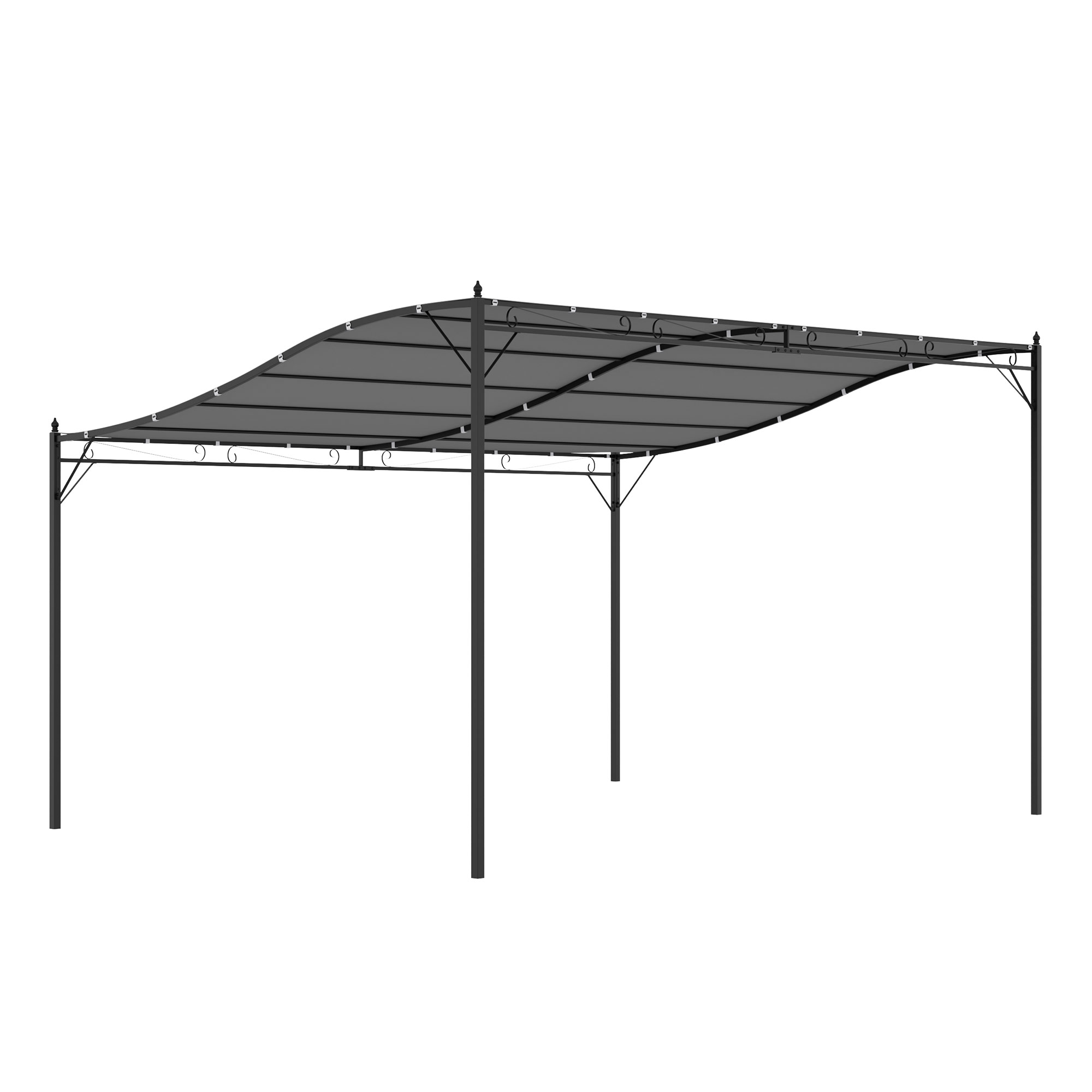 Outsunny 13&#039; x 10&#039; Outdoor Pergola Gazebo, Steel Patio Canopy with Weather-Resistant Fabric and Drainage Holes, Gray