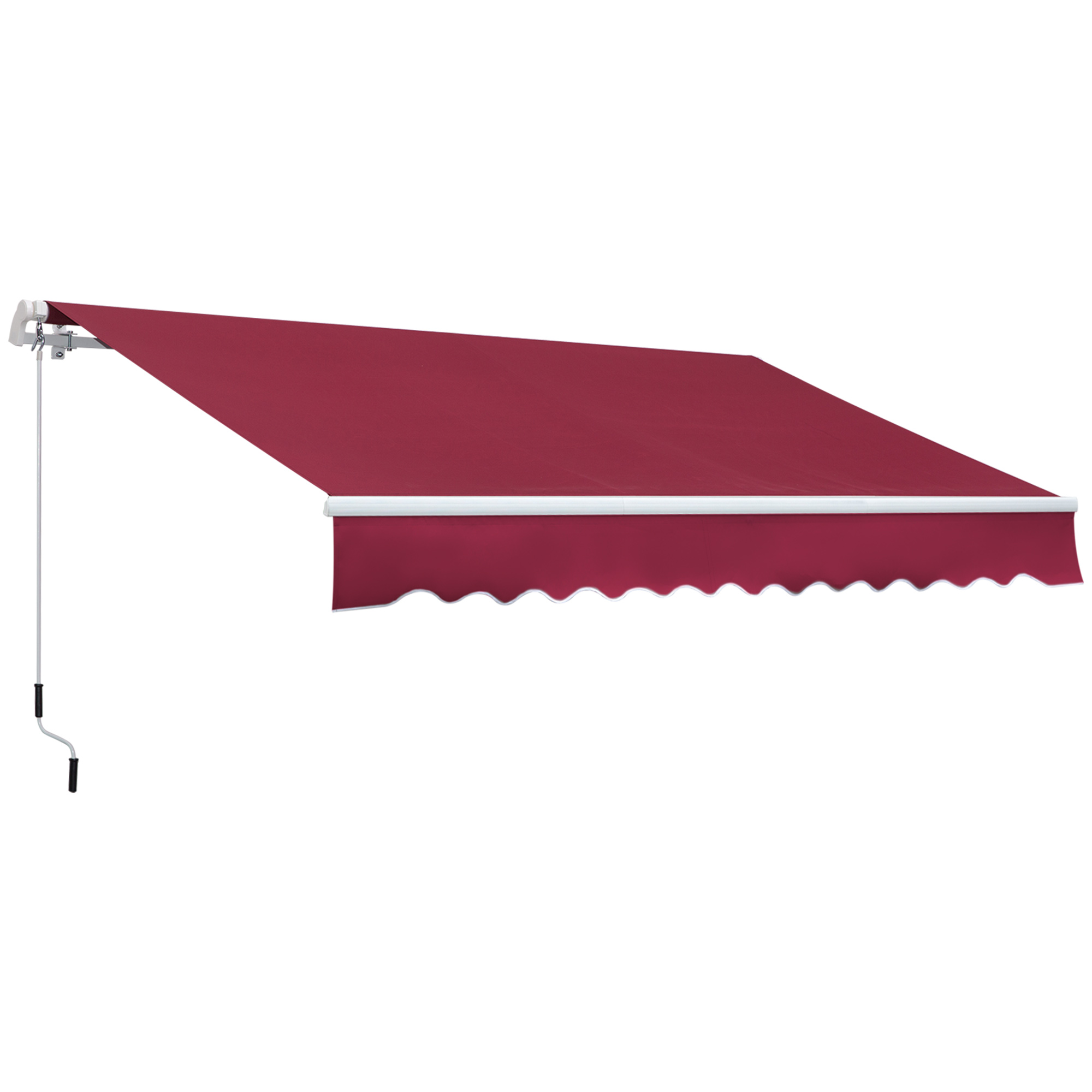 Outsunny 12' X 8' Patio Awning, Canopy Retractable Sun Shade Shelter W/ Manual Crank Handle For Deck, Yard, Red