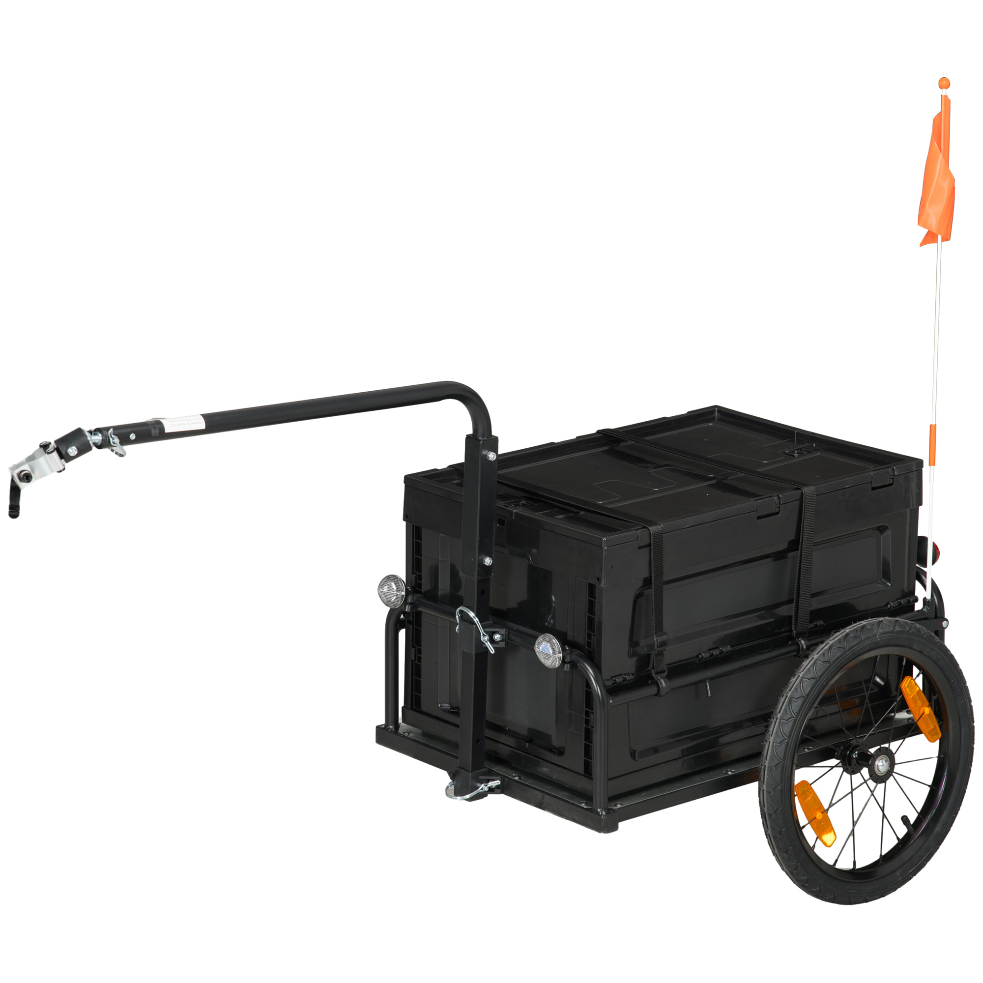 Aosom Trailer for Bike, Bicycle Cargo Trailer with Removable Storage Box and Folding Frame, Galvanized Bottom