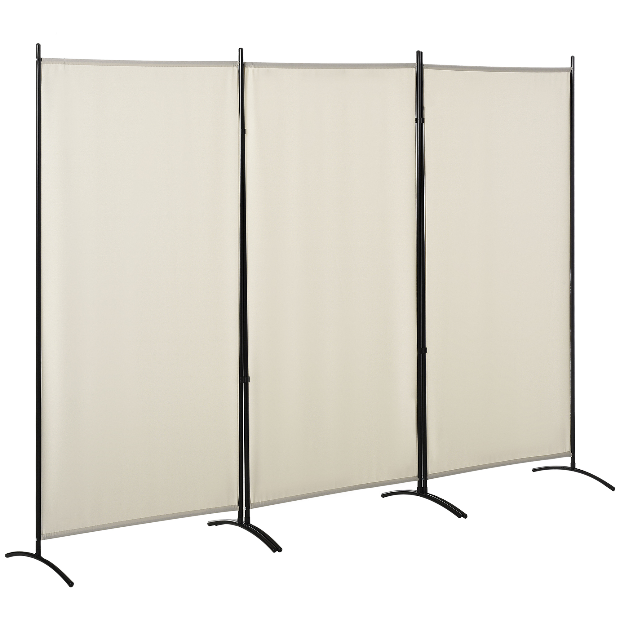 HOMCOM 6' 3 Panel Room Divider, Double Hinged Folding Wall Divider, Indoor Privacy Screen For Home Office, Beige , Aosom Canada