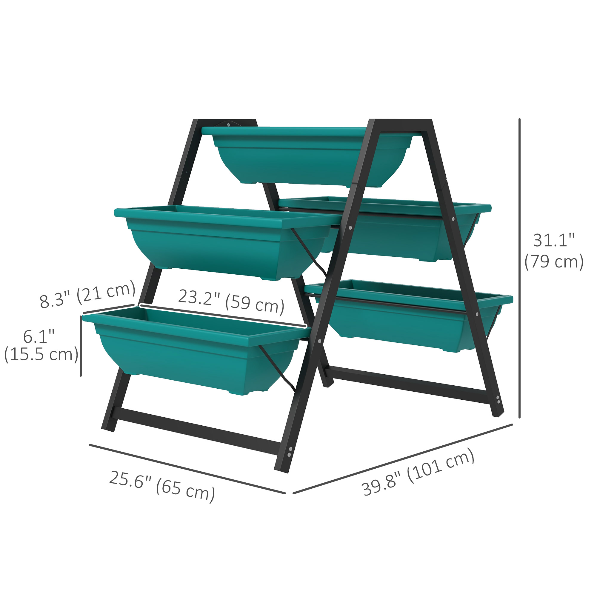 Outsunny 3-Tier Vertical Raised Garden Planter With 5 Boxes, Outdoor Plant Stand Grow Container For Vegetable Flowers , Aosom Canada