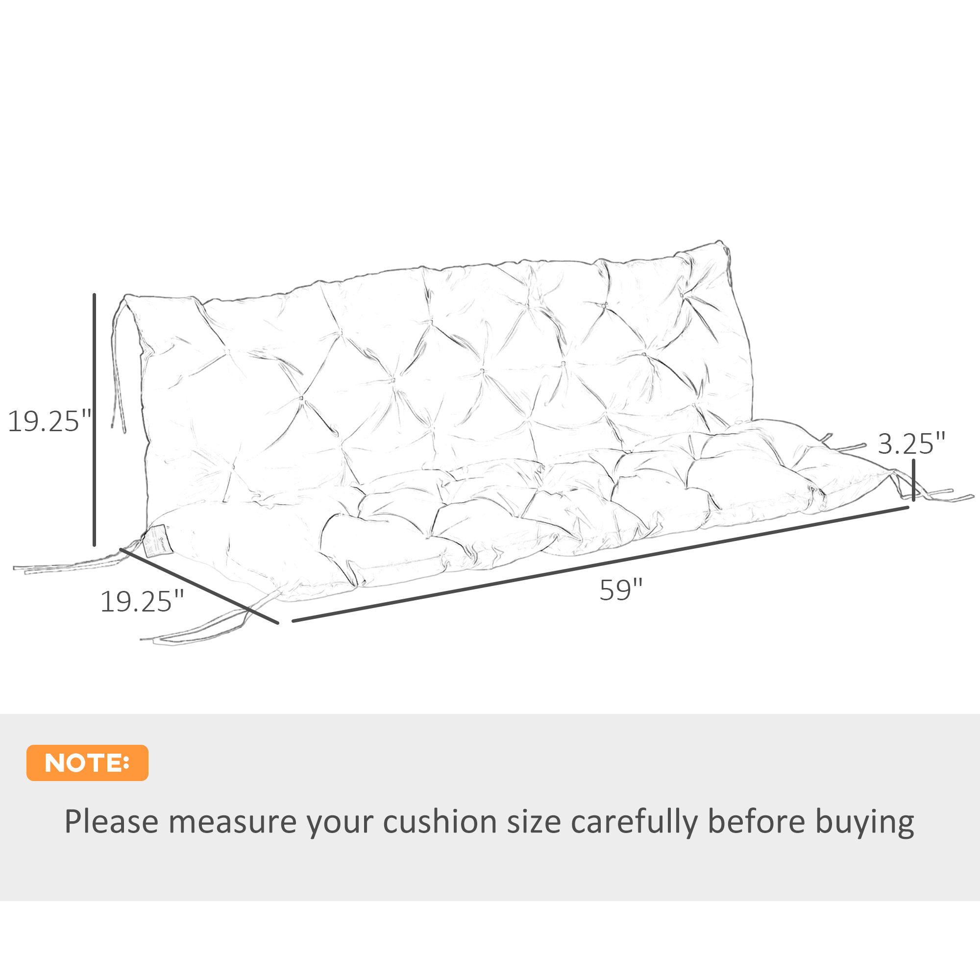 Outsunny Outdoor Tufted Bench Cushions, 3-Seater Replacement for