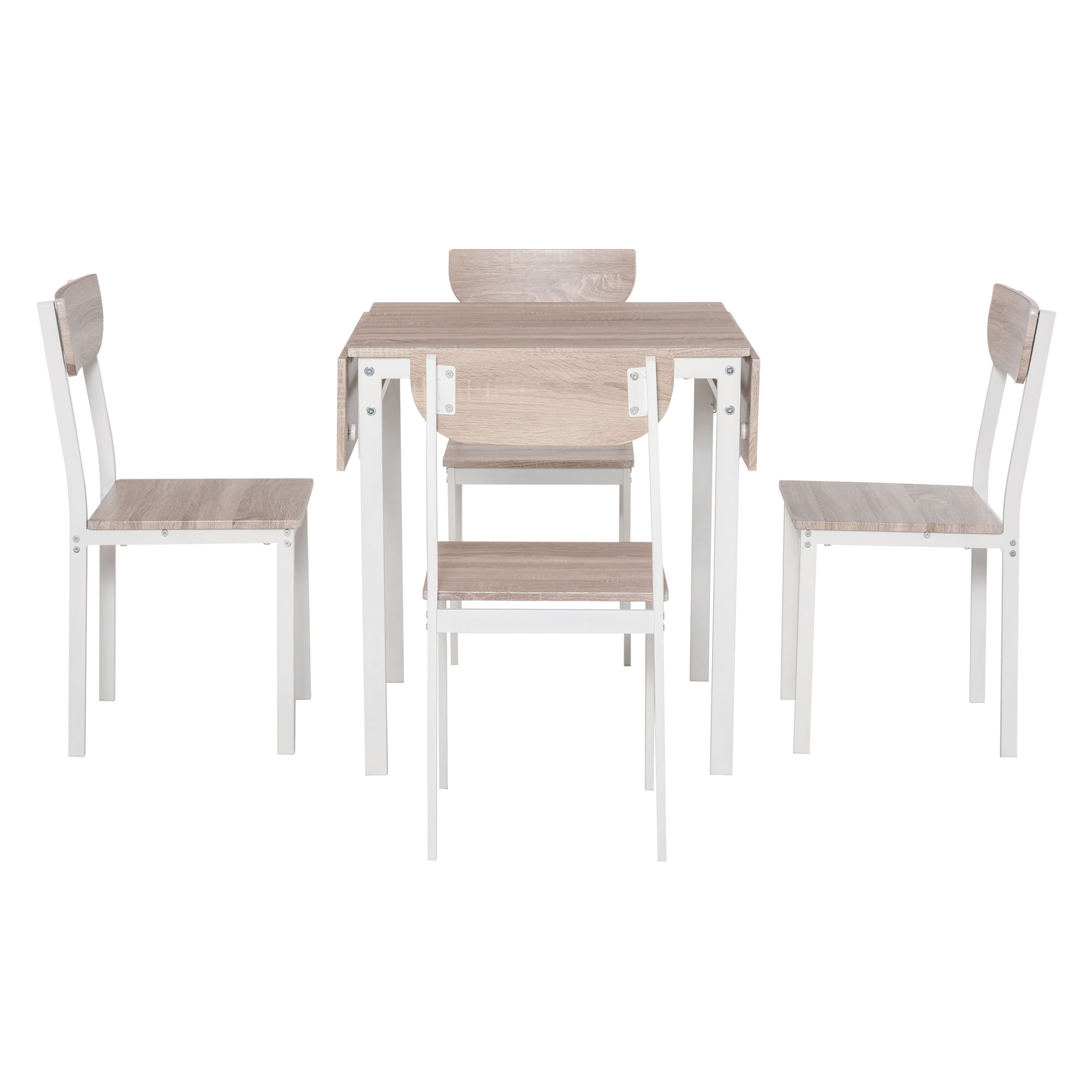 HOMCOM Dining Table Set for 4, Drop Leaf Kitchen Table and Chairs ...