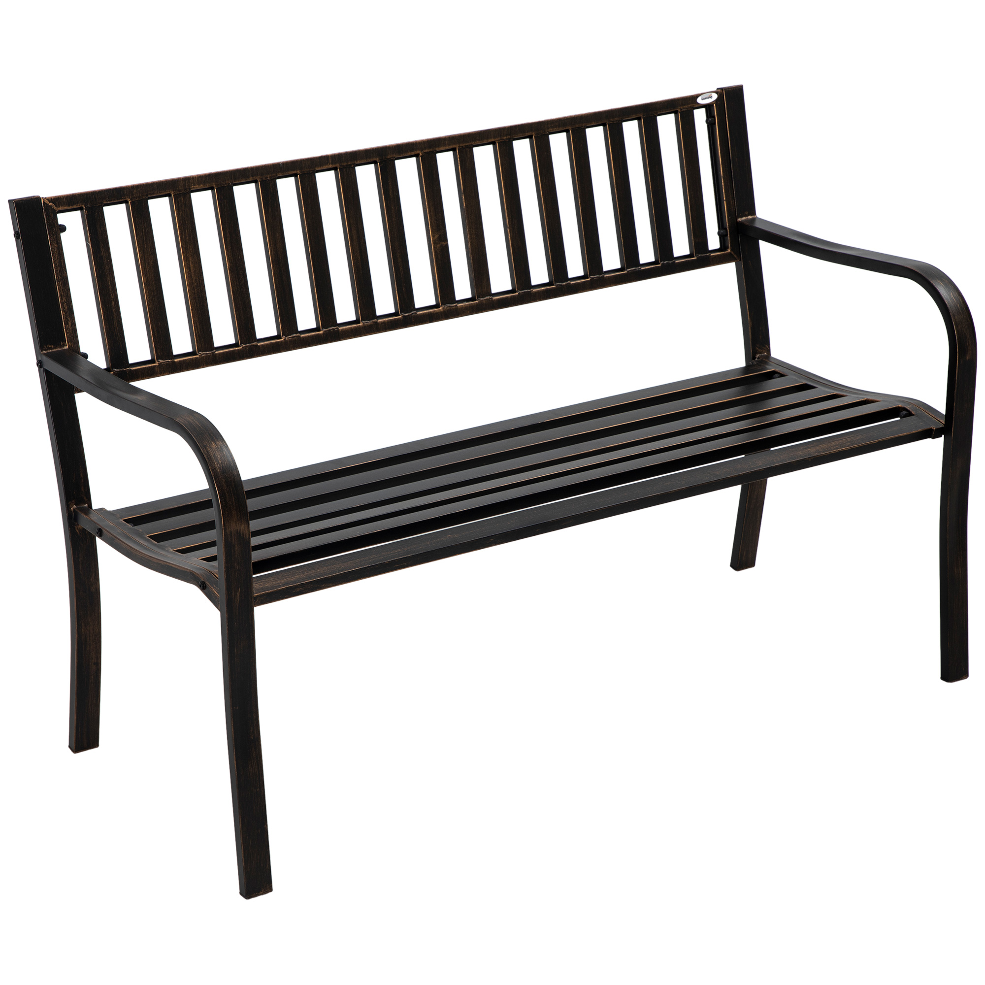 Outsunny 50 Steel Garden Bench Patio, Metal Backyard Park Chair, Brown , Aosom Canada