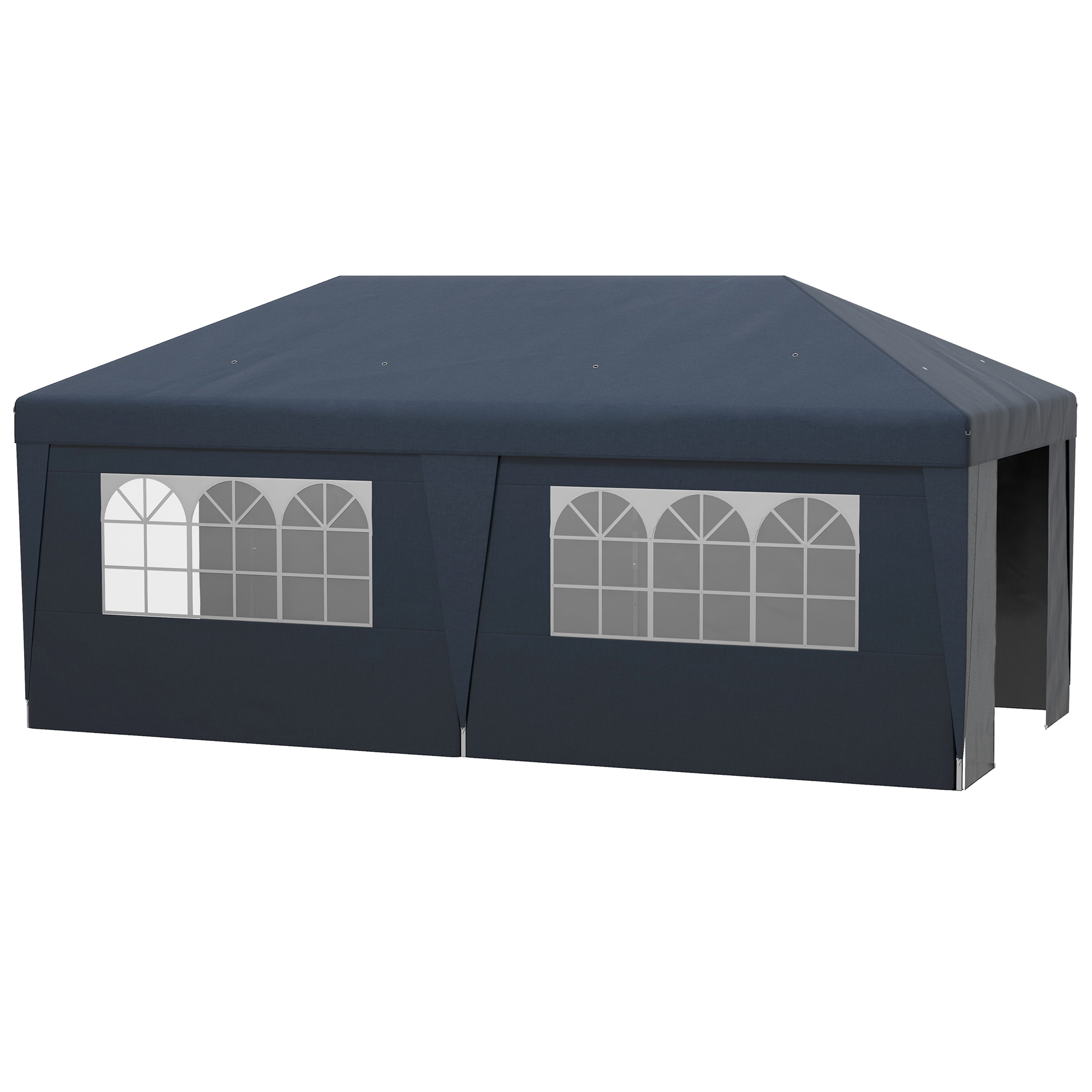Outsunny Blue Event Shelter Pop Up Canopy Tent 10x19.5ft Sidewalls Adjustable Height Wheeled Bag Convenience| Aosom.com