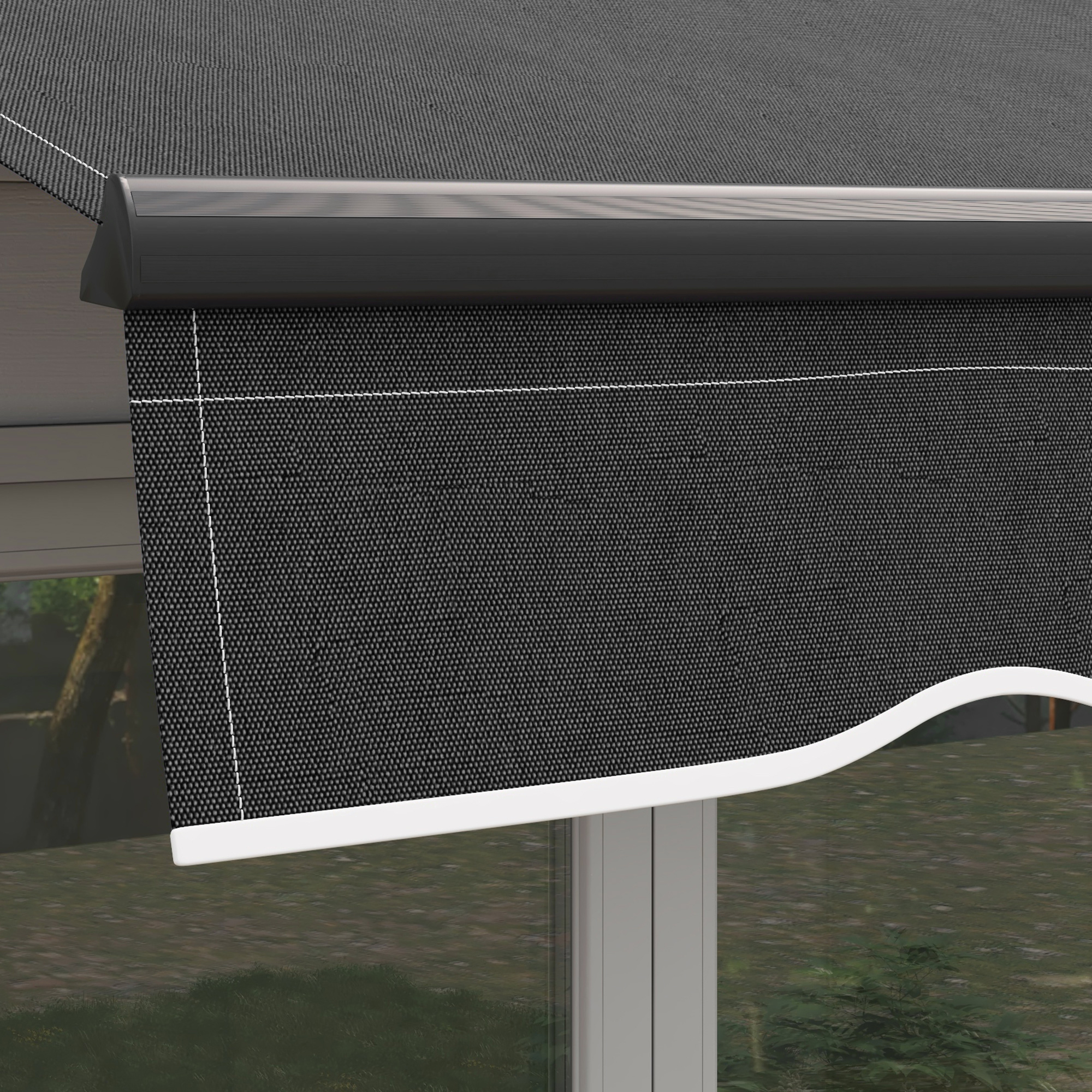 Outsunny 8' x 6.5' Retractable Awning, 280gsm UV Resistant Sunshade Shelter for Deck, Balcony, Yard, Dark Gray 7