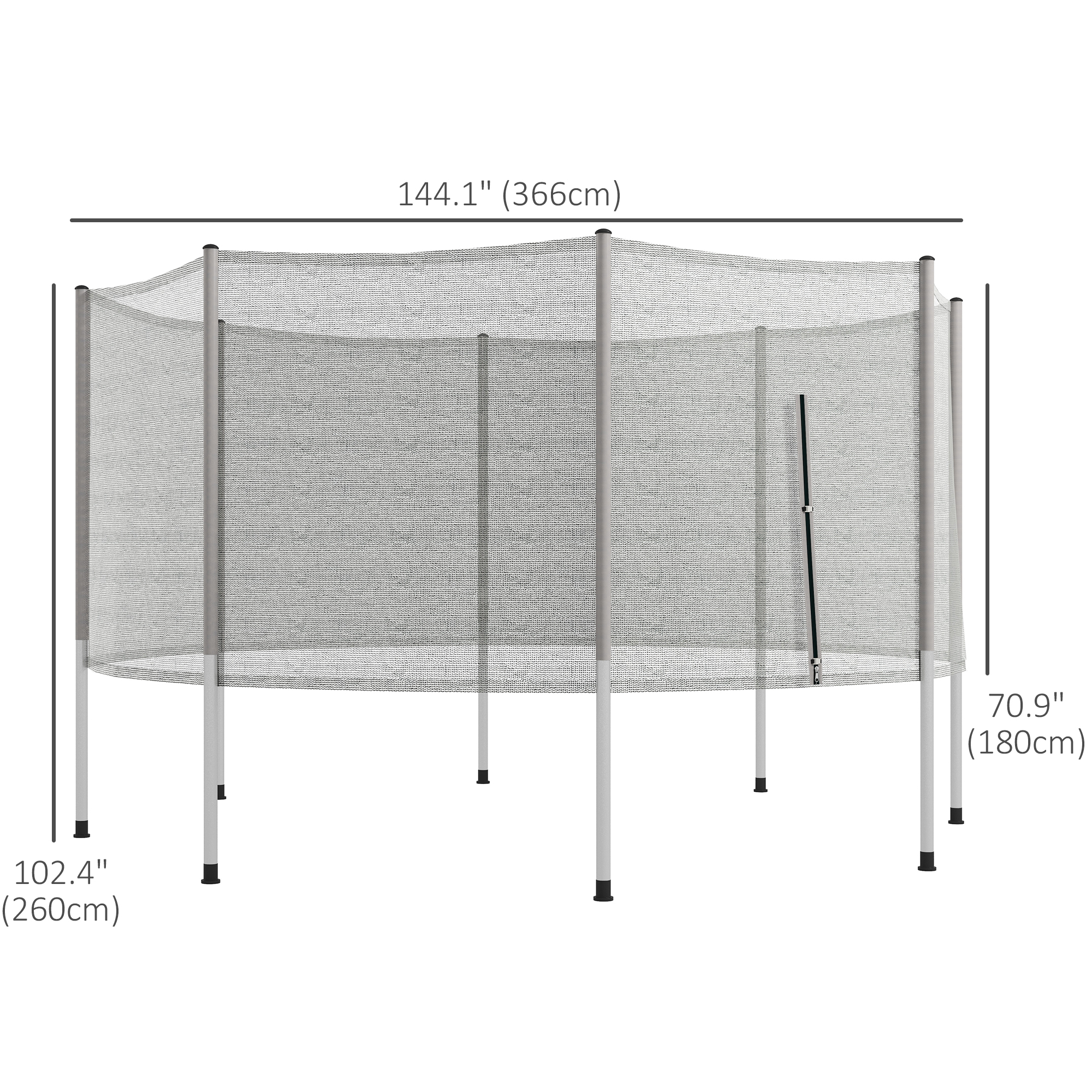 Soozier 2FT Replacement Trampoline Net Enclosure Safety W/ 8 Poles, Grey , Aosom Canada