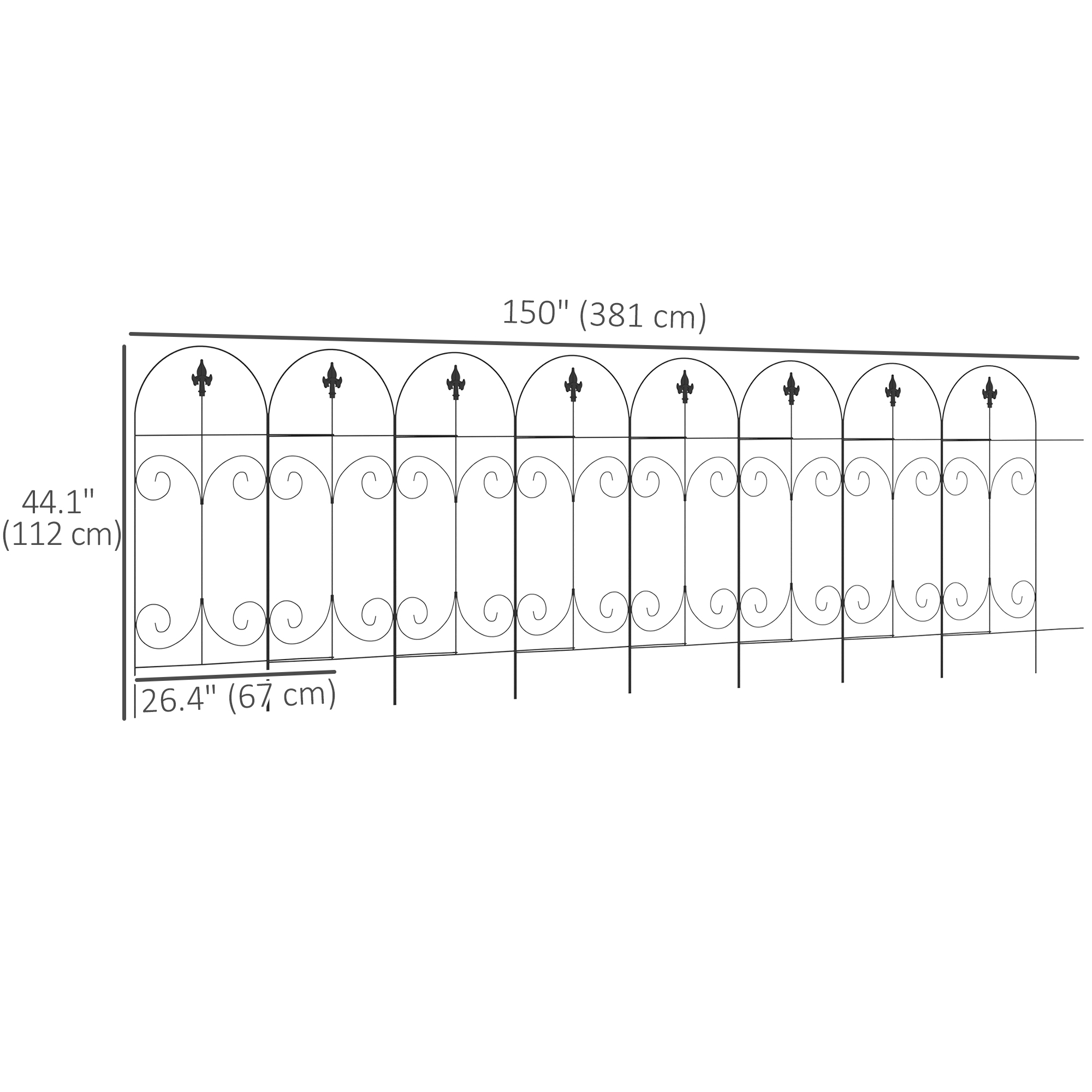 Outsunny Outdoor Metal Garden Fence Panels, Animal Barrier & Border Edging For Yard, Patio, 8 Pack, Scrollworks And Spears , Aosom Canada