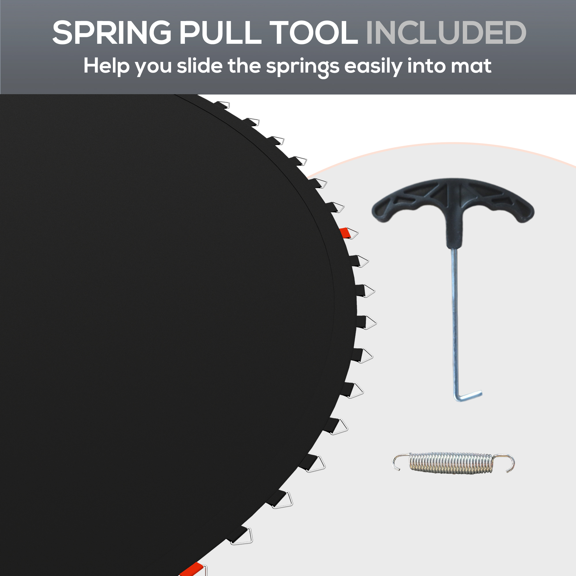 Soozier Trampoline Mat Replacement With Spring Pull Tool And 42 V-Hooks, Fits 8ft Trampoline, Using 5.5 Springs , Aosom Canada