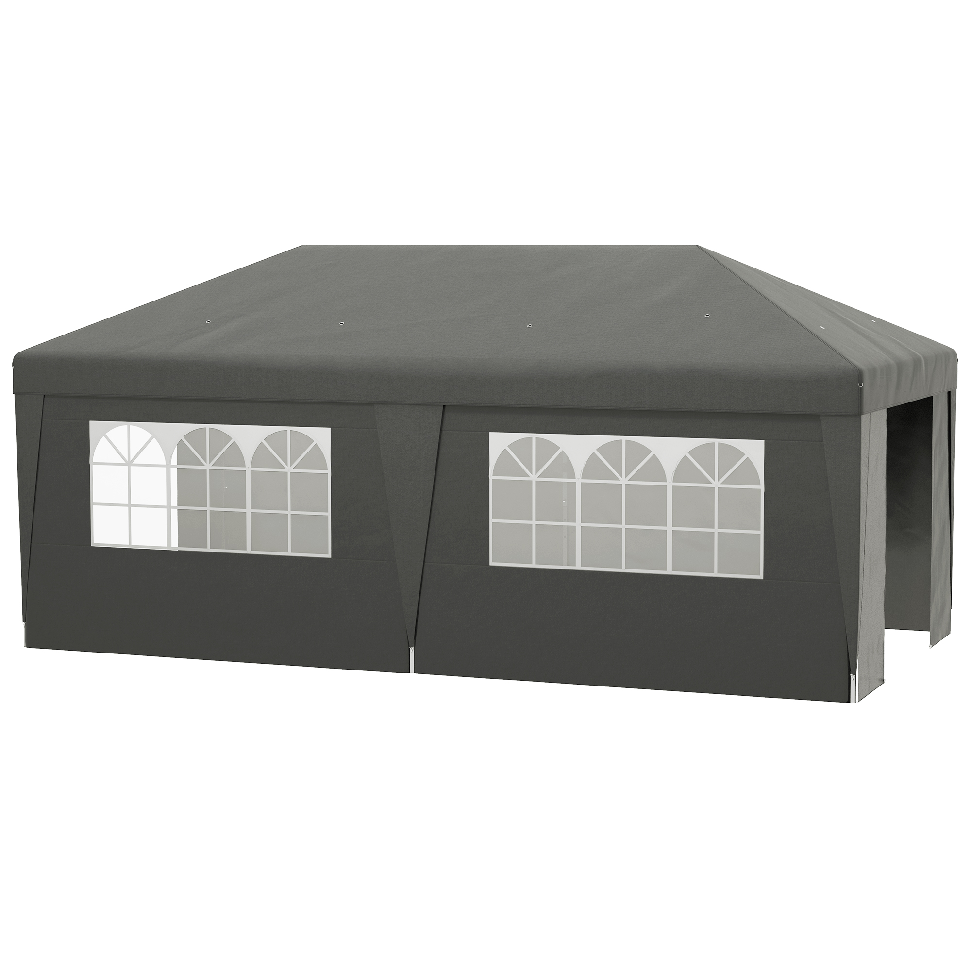 Outsunny 10x19.5ft Gray Pop Up Canopy Tent Adjustable Height Event Shelter with Sidewalls Leg Weight Bags Wheeled Bag| Aosom.com