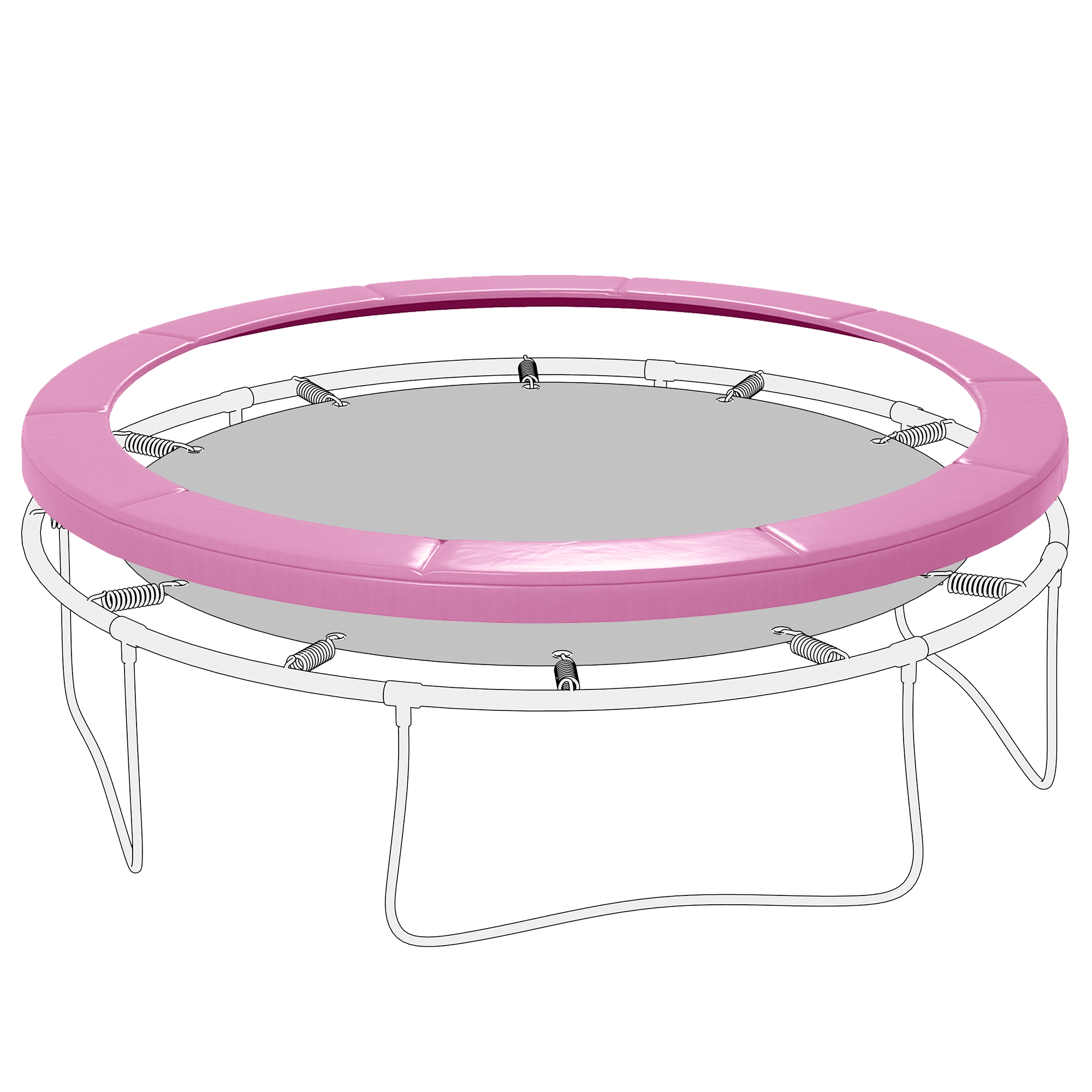 Trampoline Spring Cover Pad Replacement – Thickened 3-Layer For 32"-60" Mini/Fitness Trampolines (Pink, 32in)