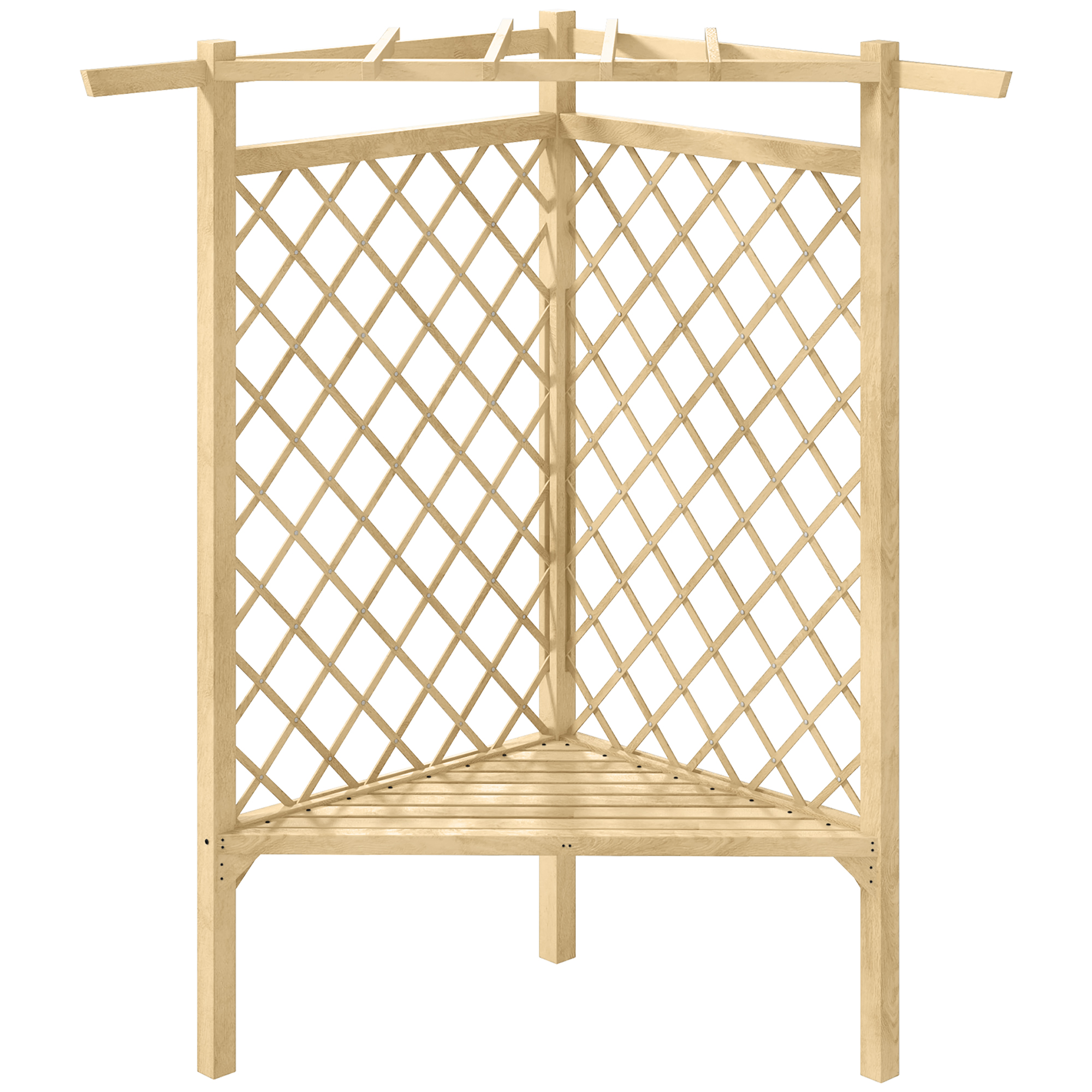 Outsunny Garden Bench 55 Wooden Outdoor Seating Slatted Seat Screen Backrest Climbing Vine Design for Lawn Park Natural | Aosom.com