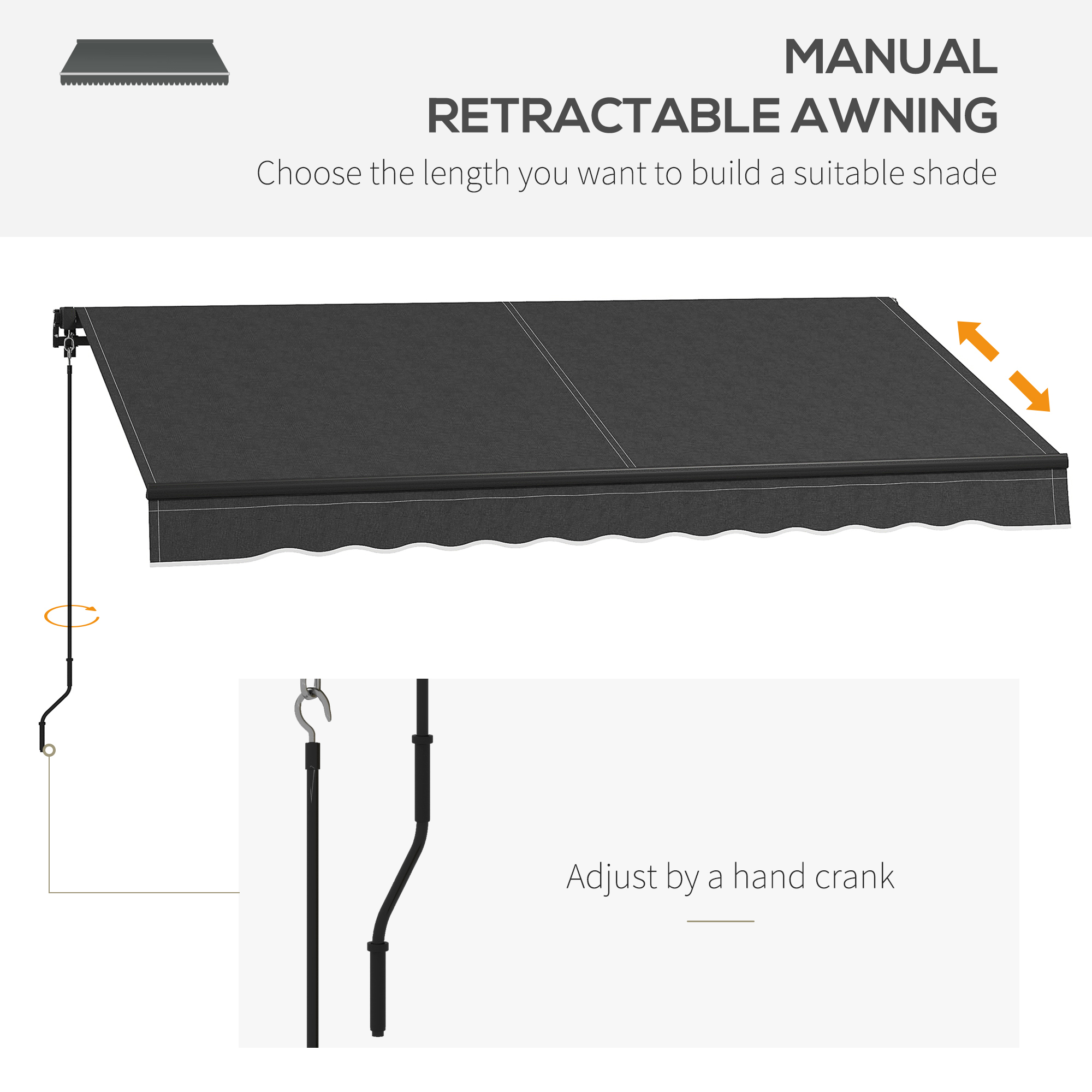 SUNNYページ Outsunny 13' x 10' Retractable Awning, 280gsm UV Resistant