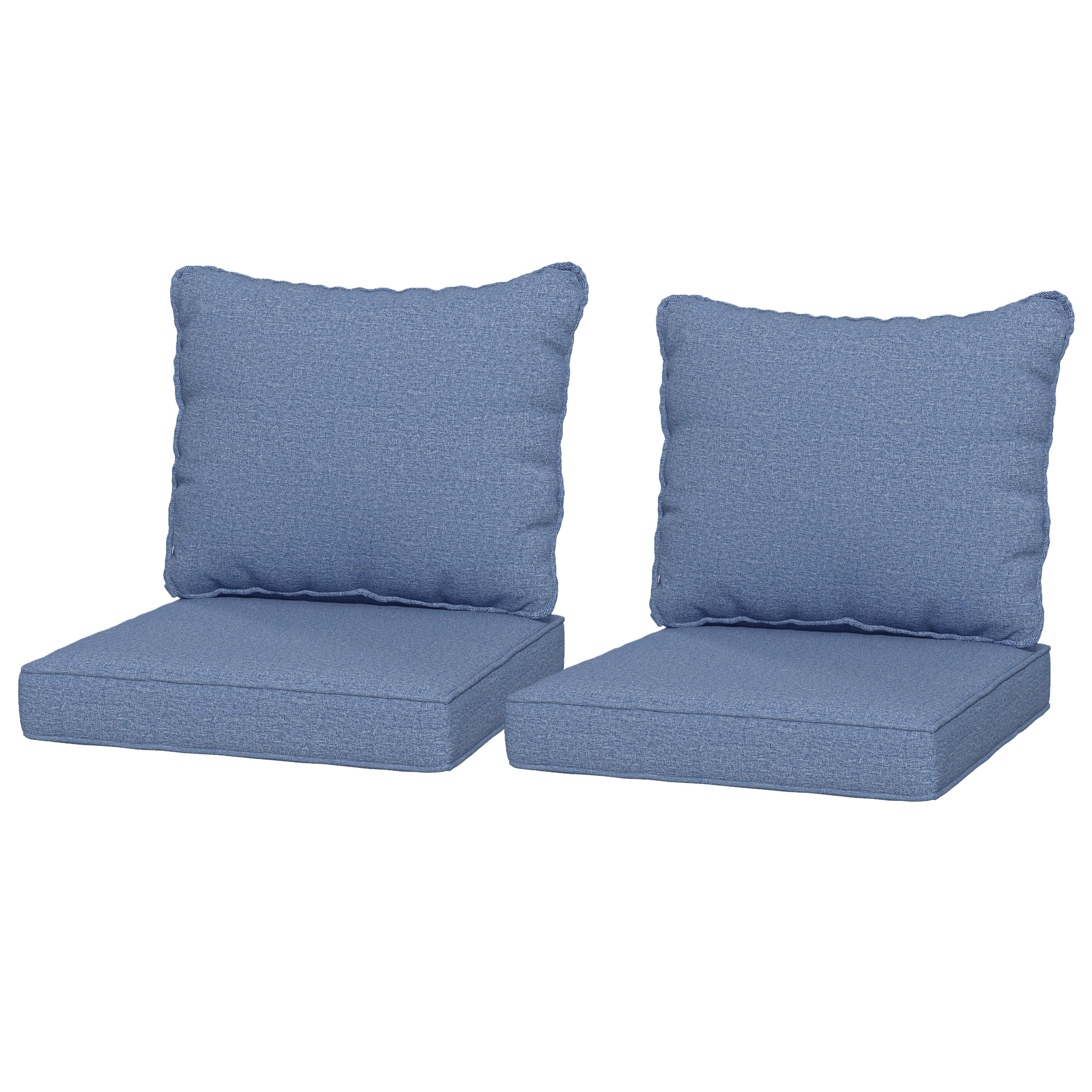 Outsunny Deluxe Fade-Resistant Chair Cushion Set of 4, Blue Seat and Back Patio Refreshers | Aosom.com