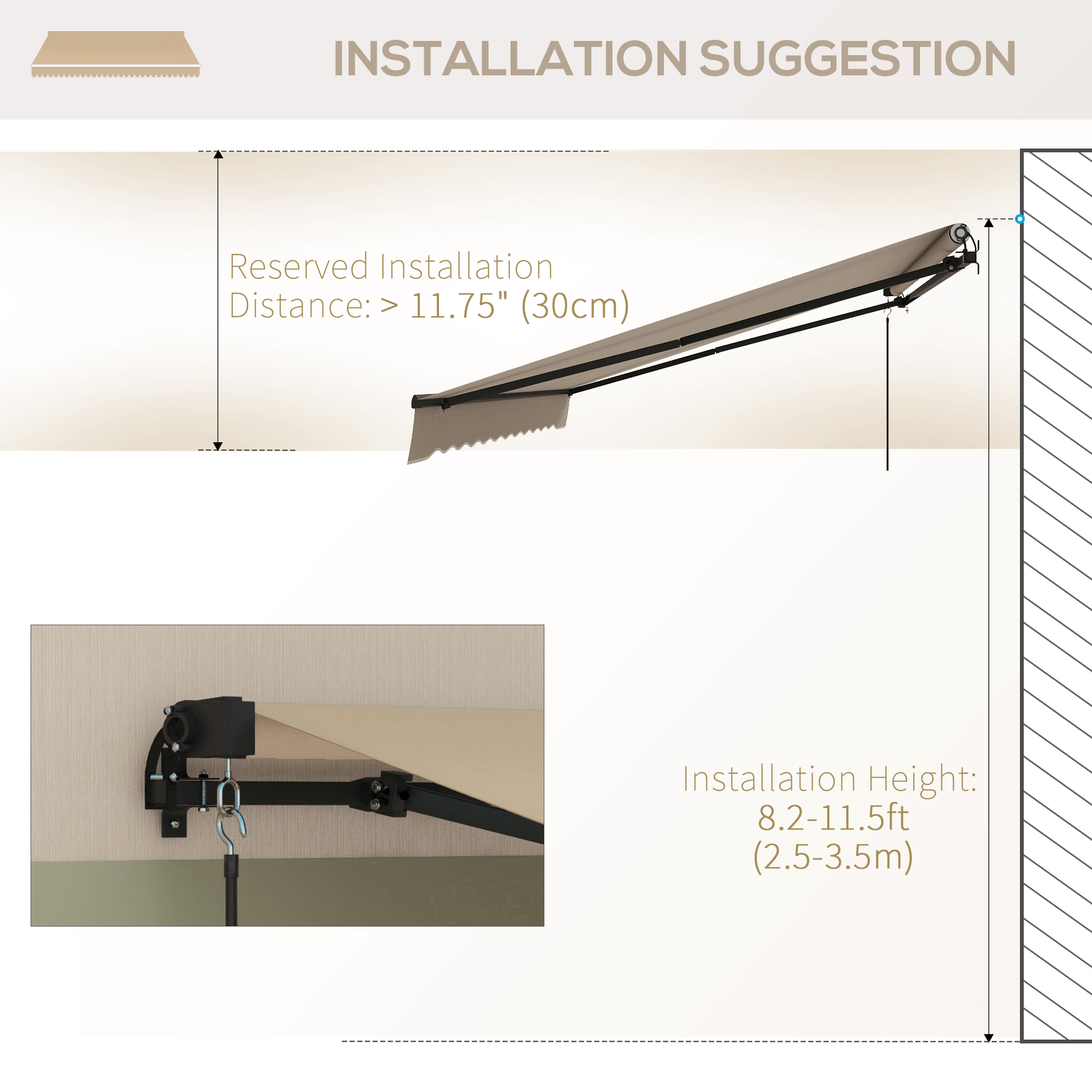 SUNNYページ Outsunny 10' x 8' Retractable Awning, 280gsm UV Resistant