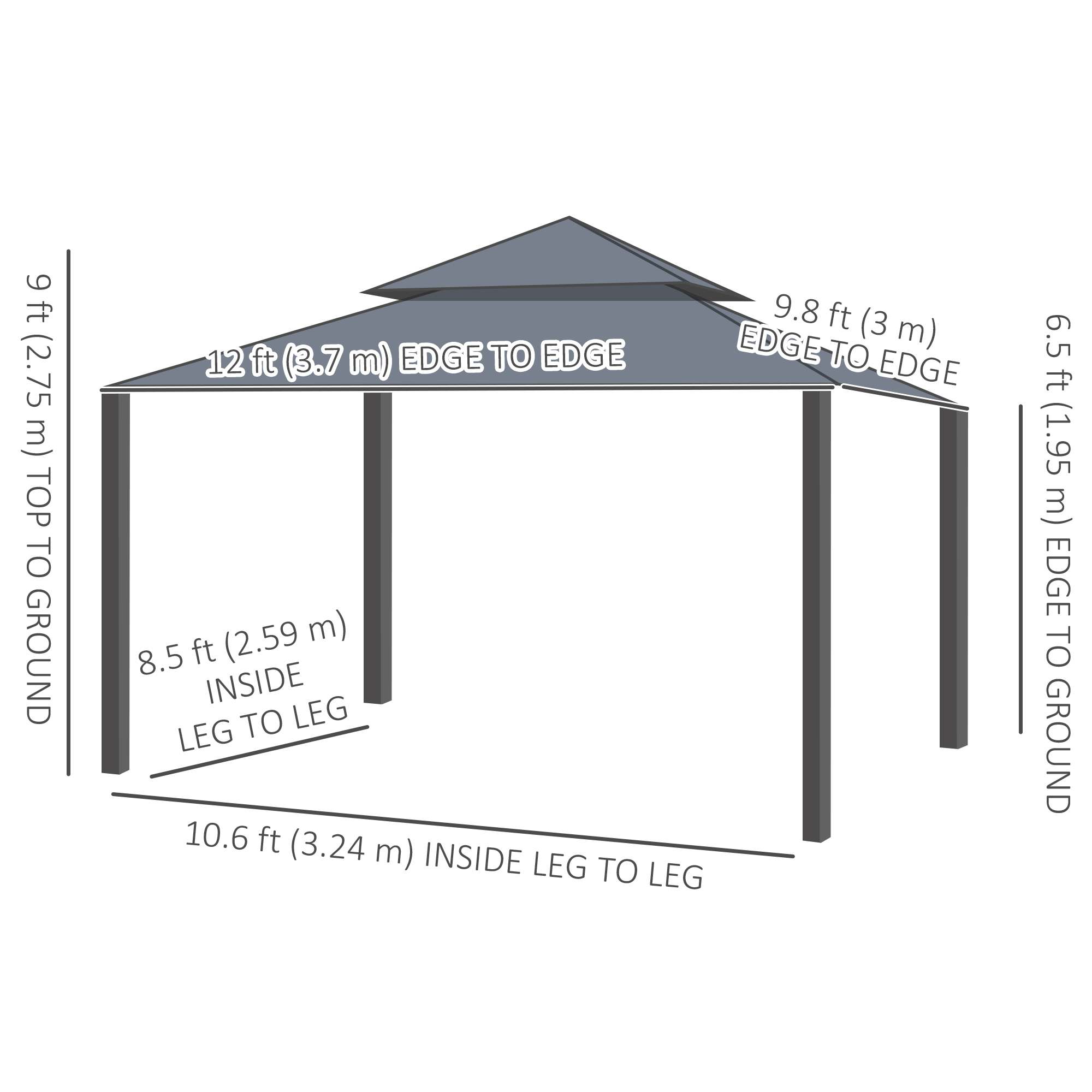N-Garden　a-2 a-10 a-11 Outsunny 12x10ft Hard Top Patio Garden Outdoor Gazebo Canopy