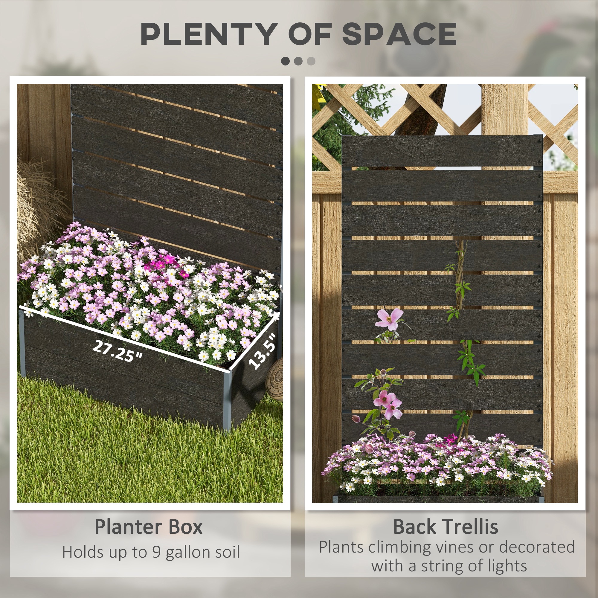 Outsunny Trellis Planter for Climbing Plants, Raised Garden