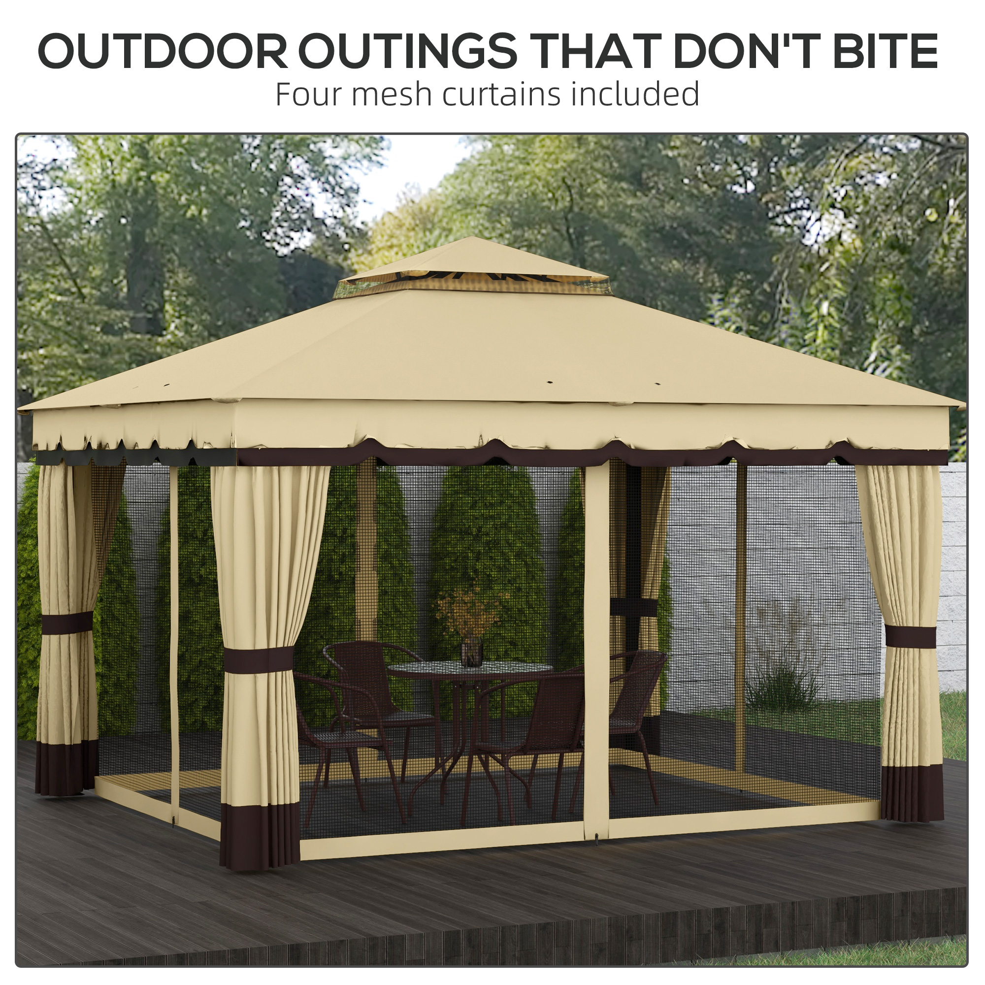 Outsunny 10' x 12' Double Roof Patio Gazebo Canopy, Outdoor Gazebo