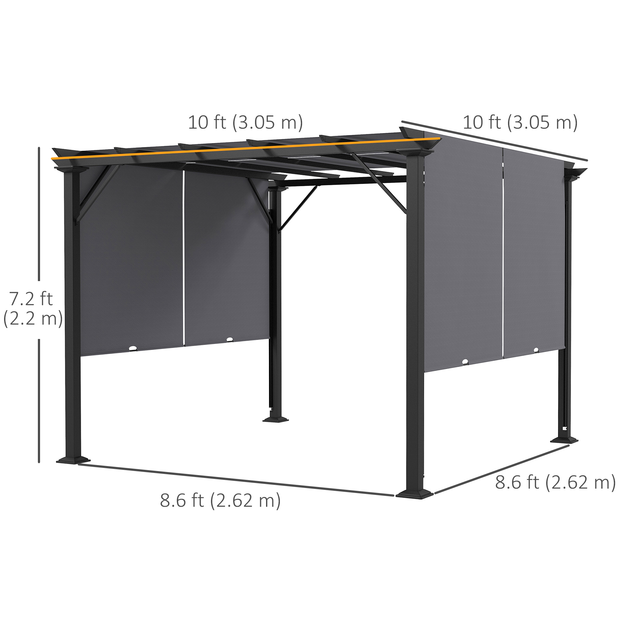 Outsunny 10' x 10' Retractable Pergola Canopy for Backyard