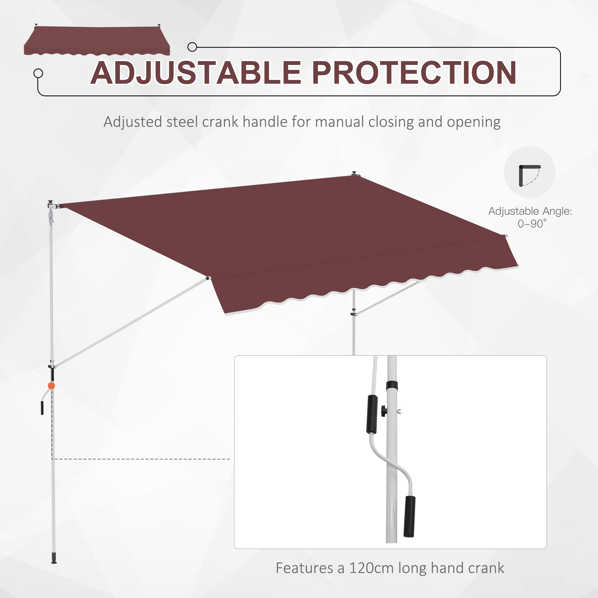 Outsunny 10x5ft Patio Sun Shade Canopy Manual Retractable