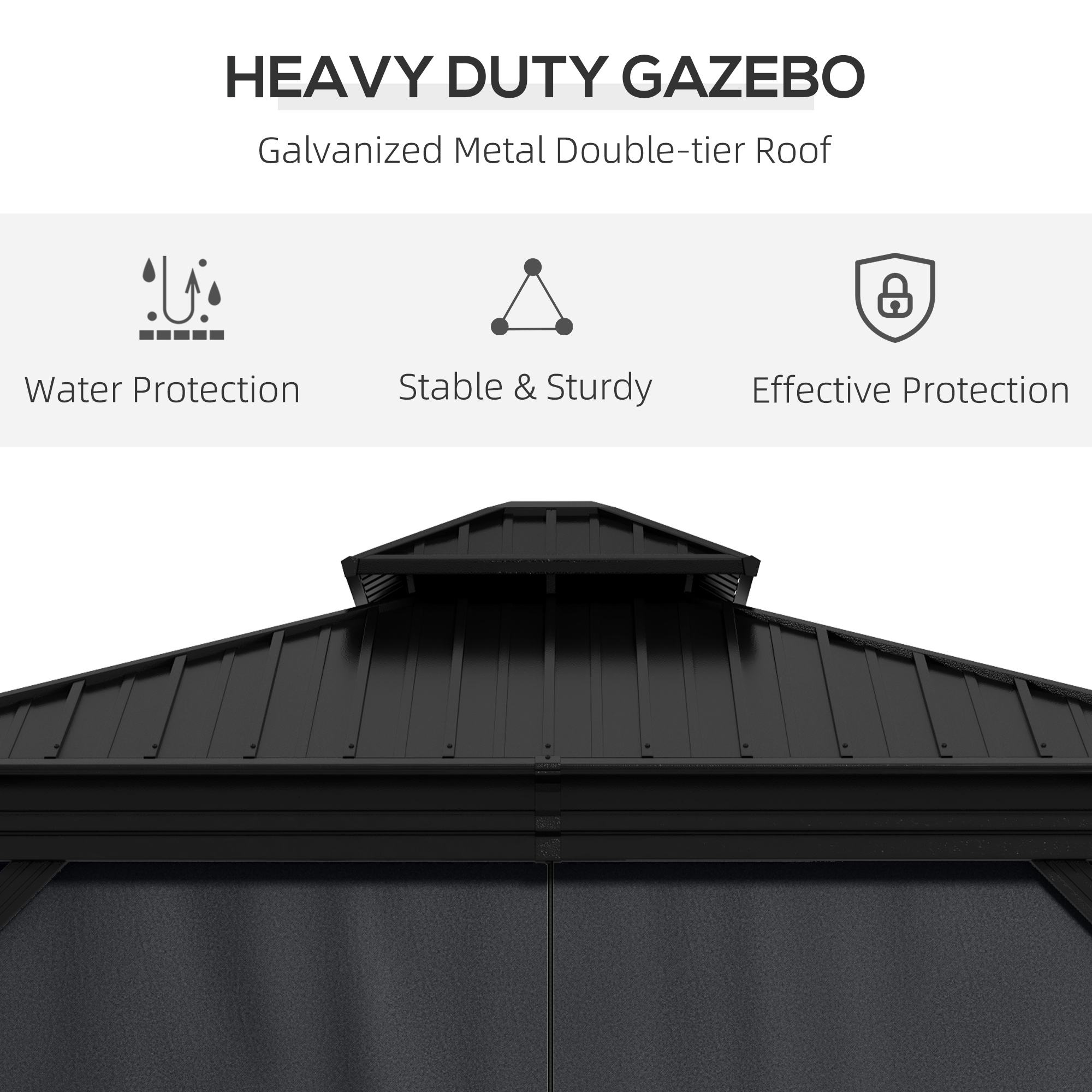 SUNNYページ Outsunny 10' x 12' Hardtop Gazebo Permanent Pavilion w