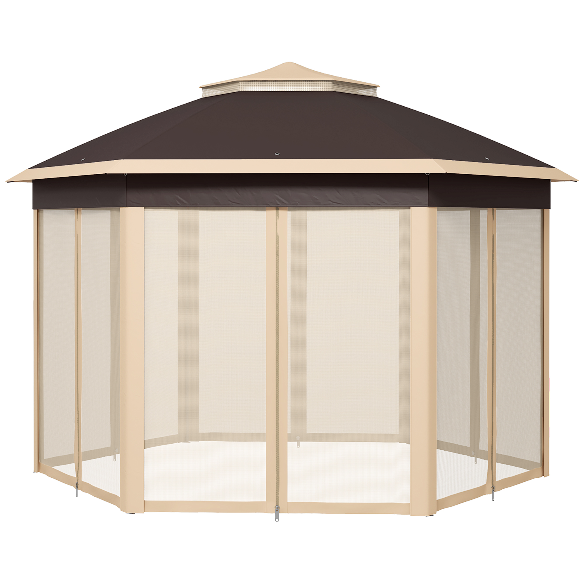 Outsunny 13 x 13 Pop Up Gazebo Hexagonal Canopy with Mesh Netting for Outdoor Events Patio Garden Wedding Party Shelter| Aosom.com