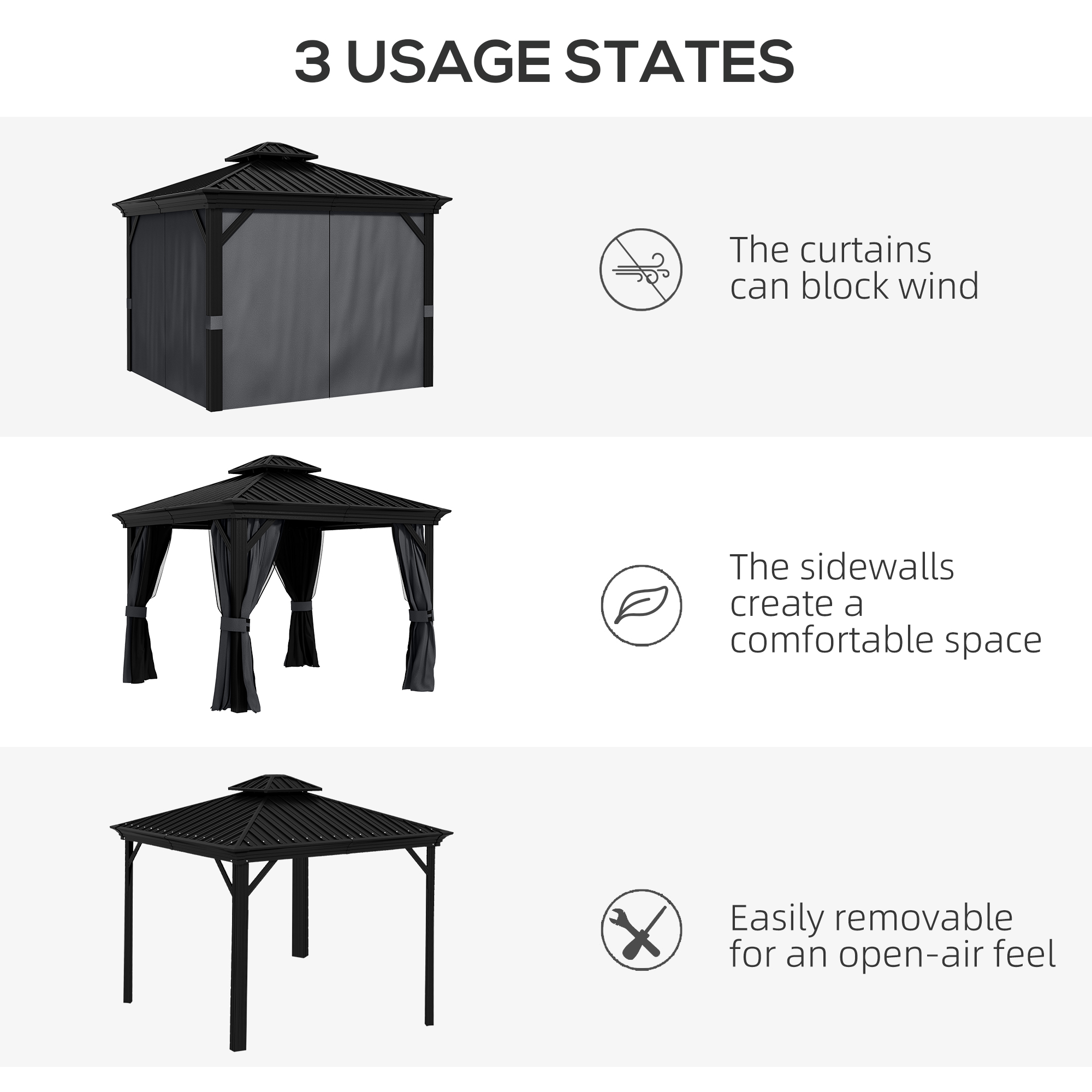 SUNNYページ Outsunny 10' x 12' Hardtop Gazebo Permanent Pavilion w