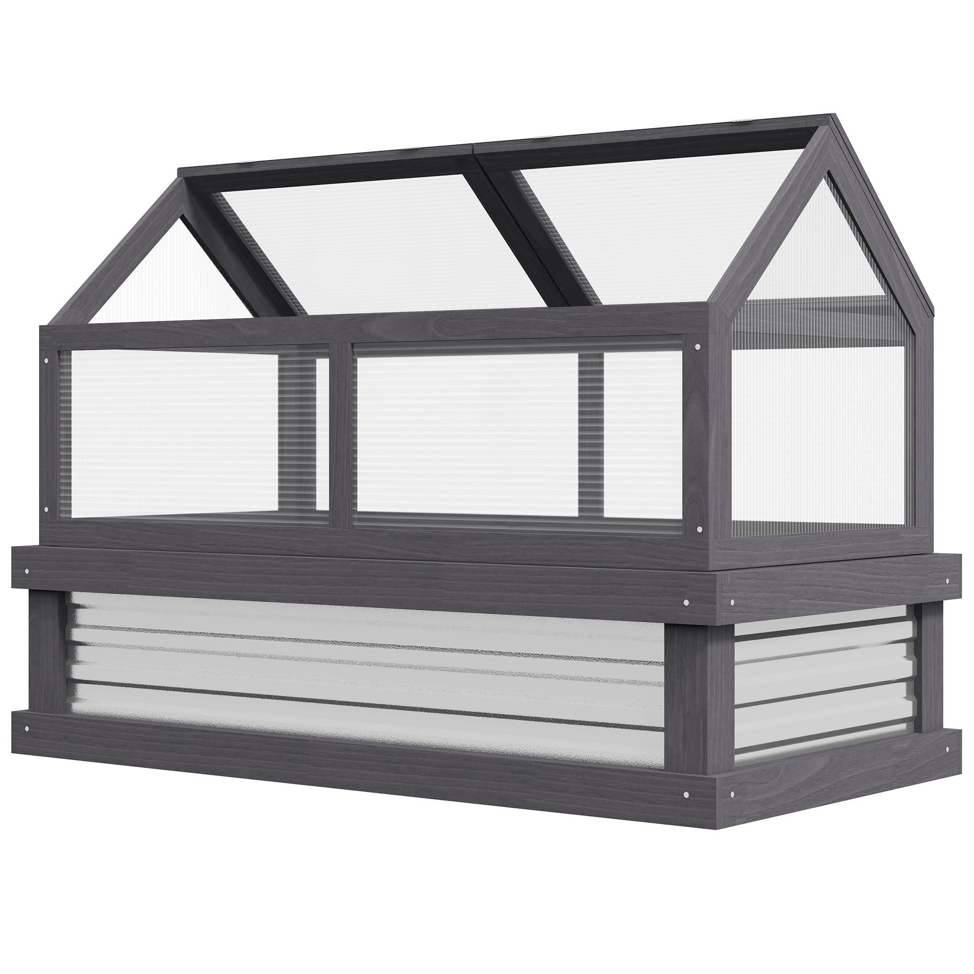 Outsunny Wooden Cold Frame Raised Planter: Greenhouse with Polycarbonate Lid for Seedlings Protection | Aosom.com