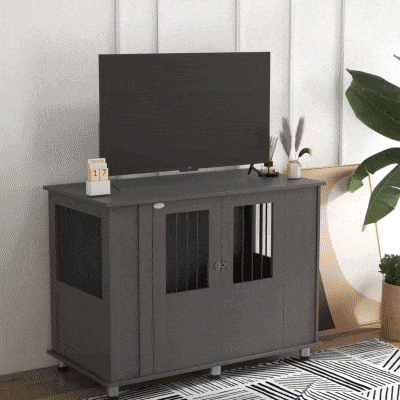 PawHut Extra Large Dog Crate Furniture, Wooden End Table