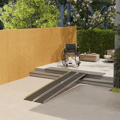 HOMCOM 10FT Aluminum Wheelchair Ramp, Non-Slip, 600lbs Capacity