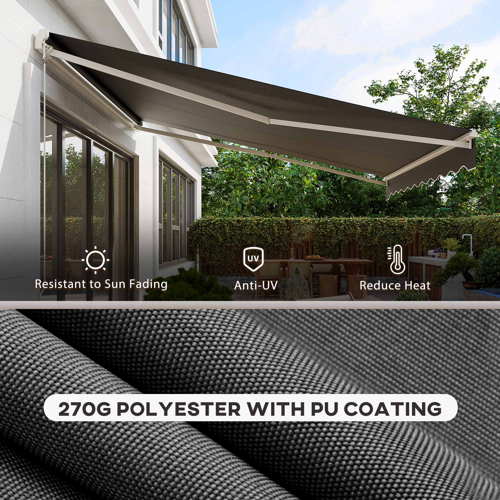 Outsunny 12' x 10' Electric Retractable Awning Sunshade
